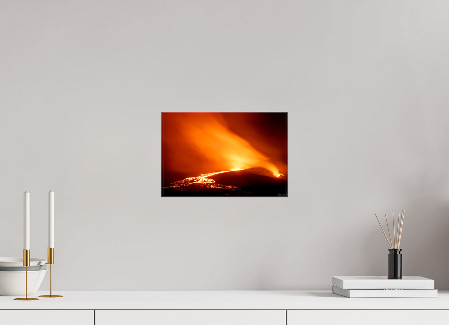12 x 8″, Glossy Canvas Stretcher Frame with Mirrored Edges Kīlauea Nights