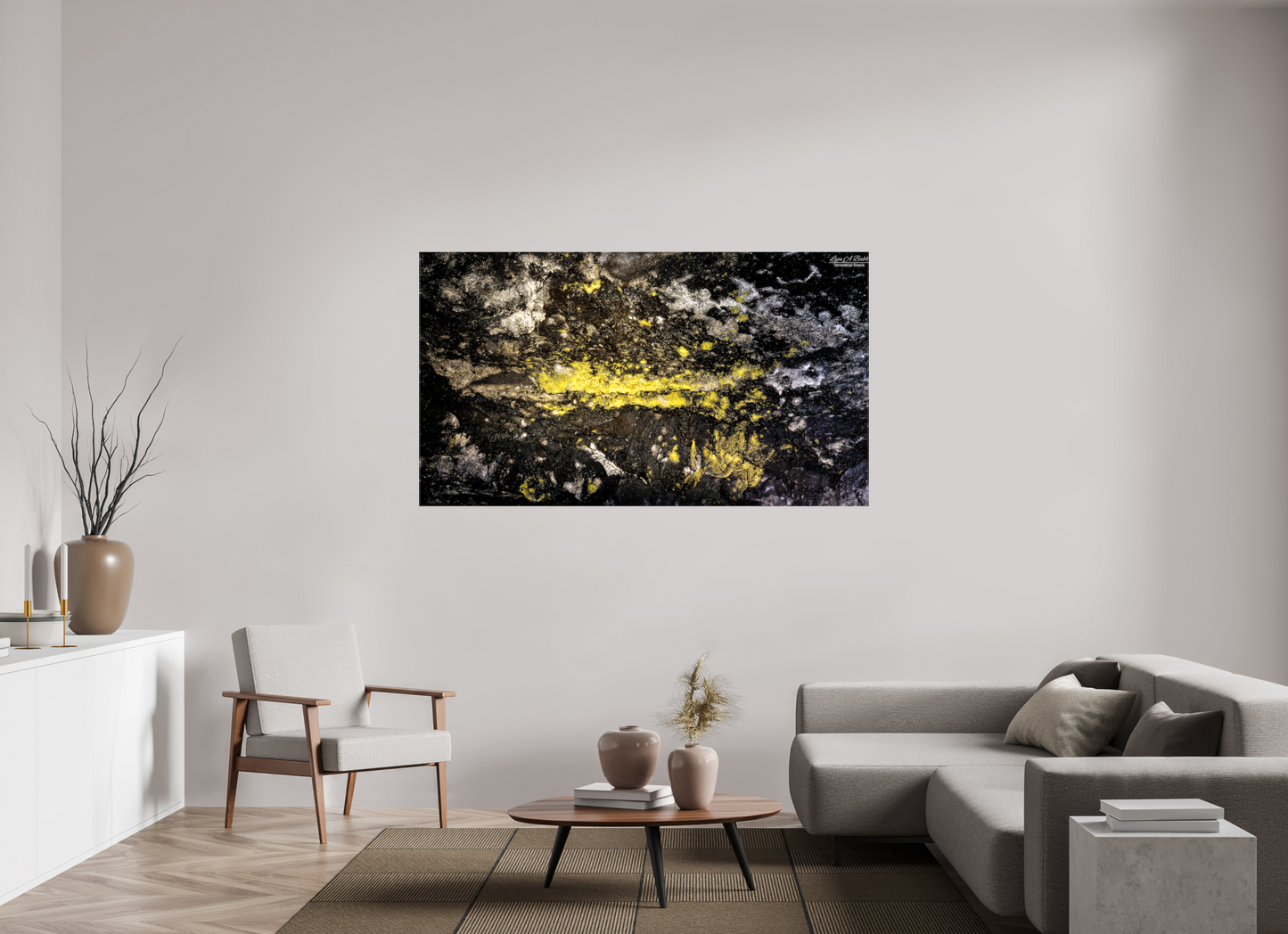 70 x 39.4″, Glossy Canvas Stretcher Frame with Mirrored Edges (10B) Luminous veins of the Kaūmana caves 2