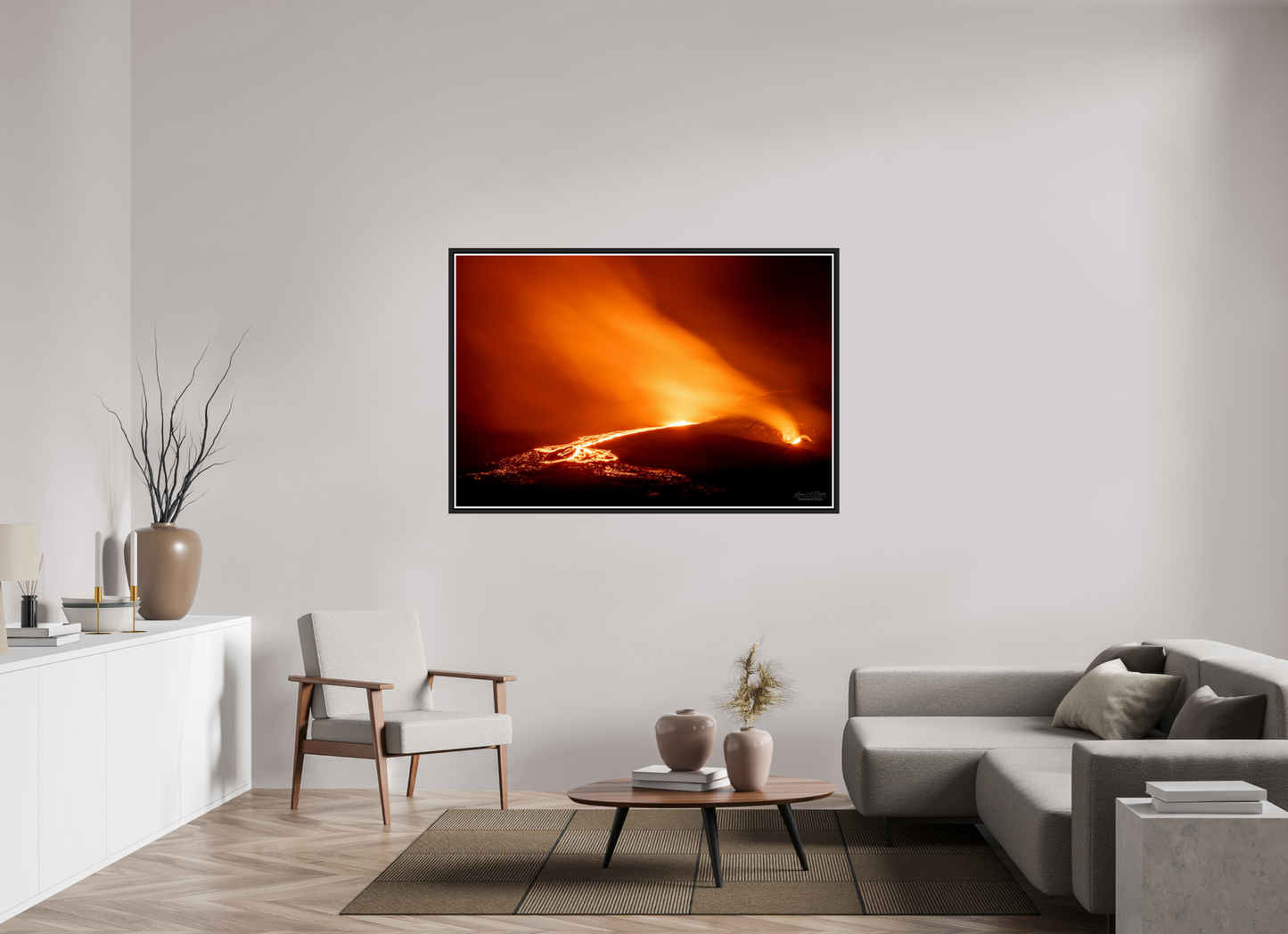 60 x 40″, Black Matte Floater Frame with Acrylic Glass Kīlauea Nights