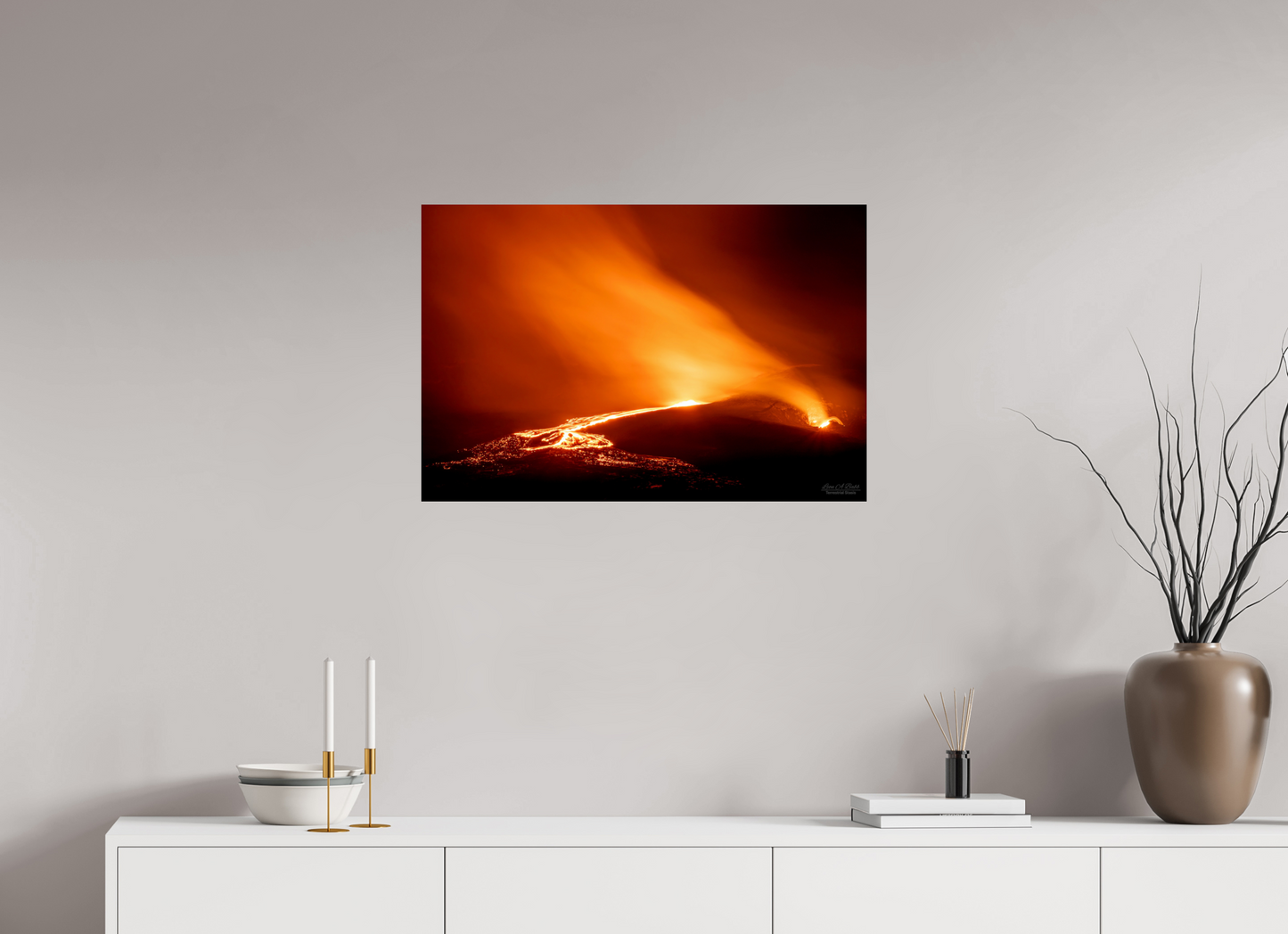 30 x 20″, Print with Aluminum Backing and Glossy Lamination Kīlauea Nights
