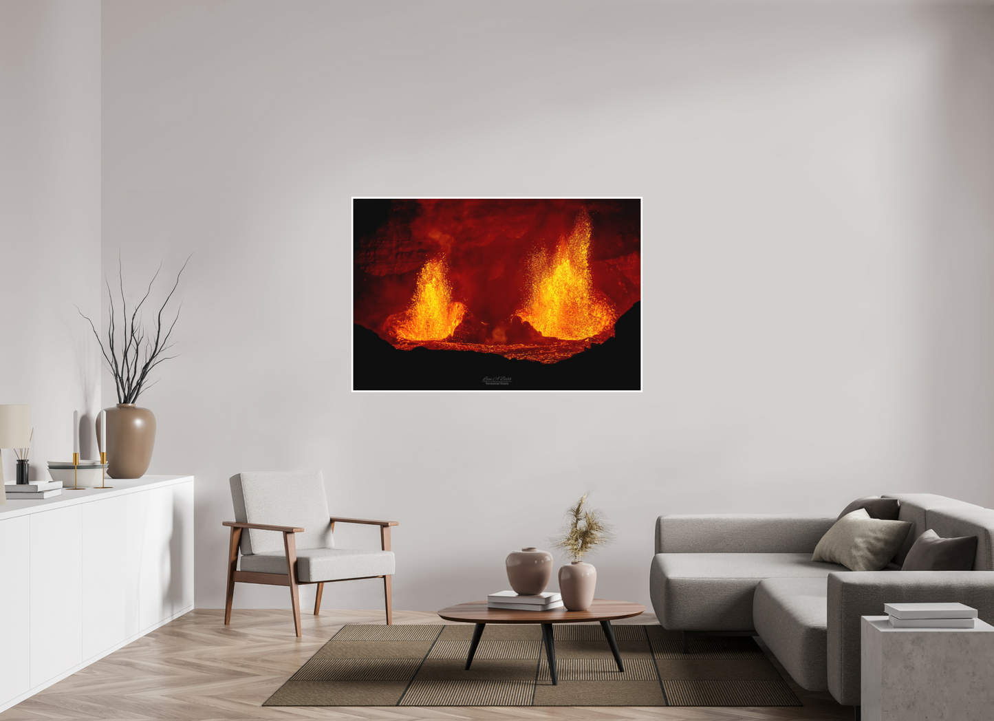 60 x 40″, Photo Print with Matte Lamination (03C) Twin Flames at Kilauea