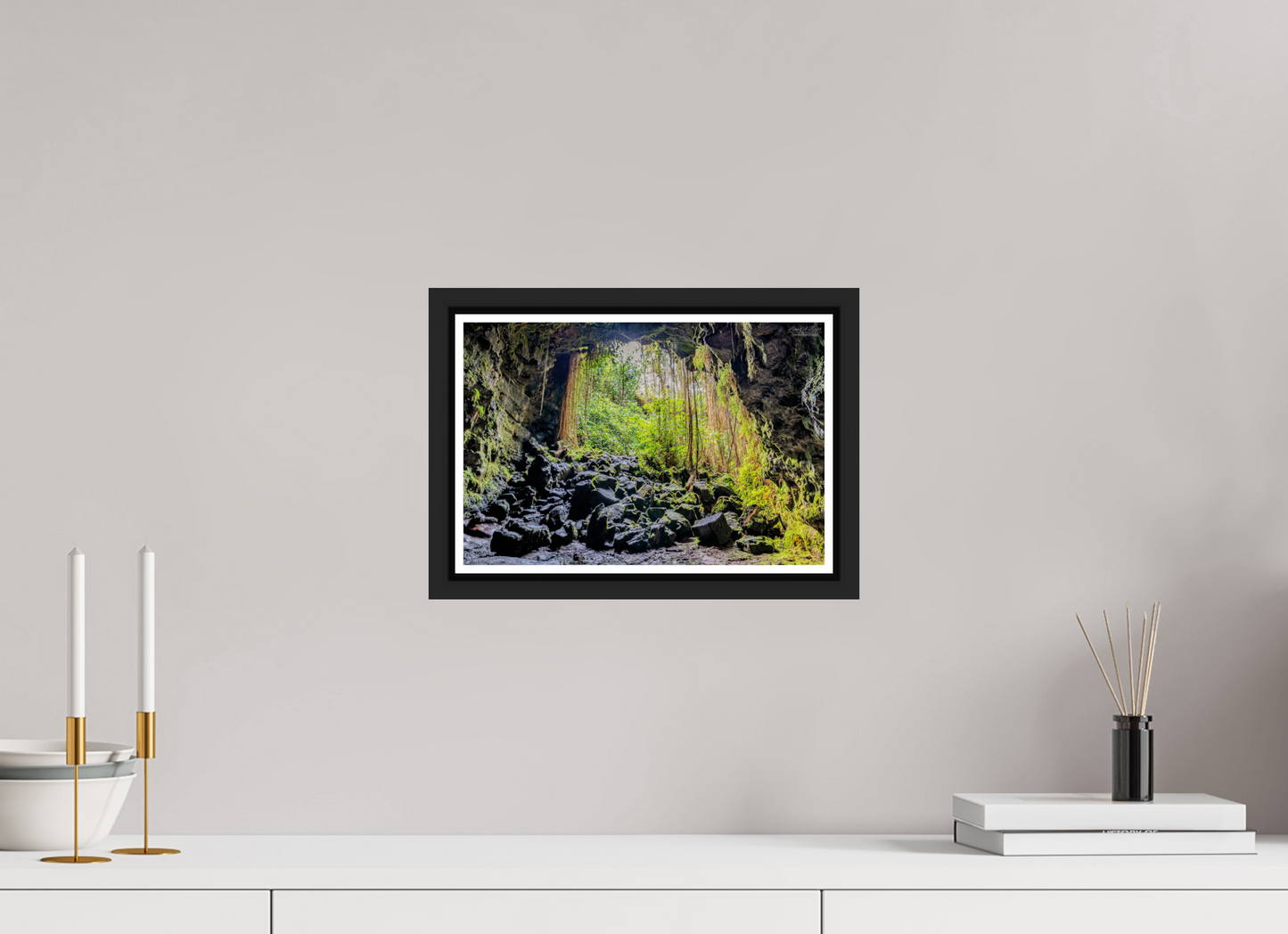 12 x 8″, Black Matte Floater Frame with Acrylic Glass Veil of Solitude 1