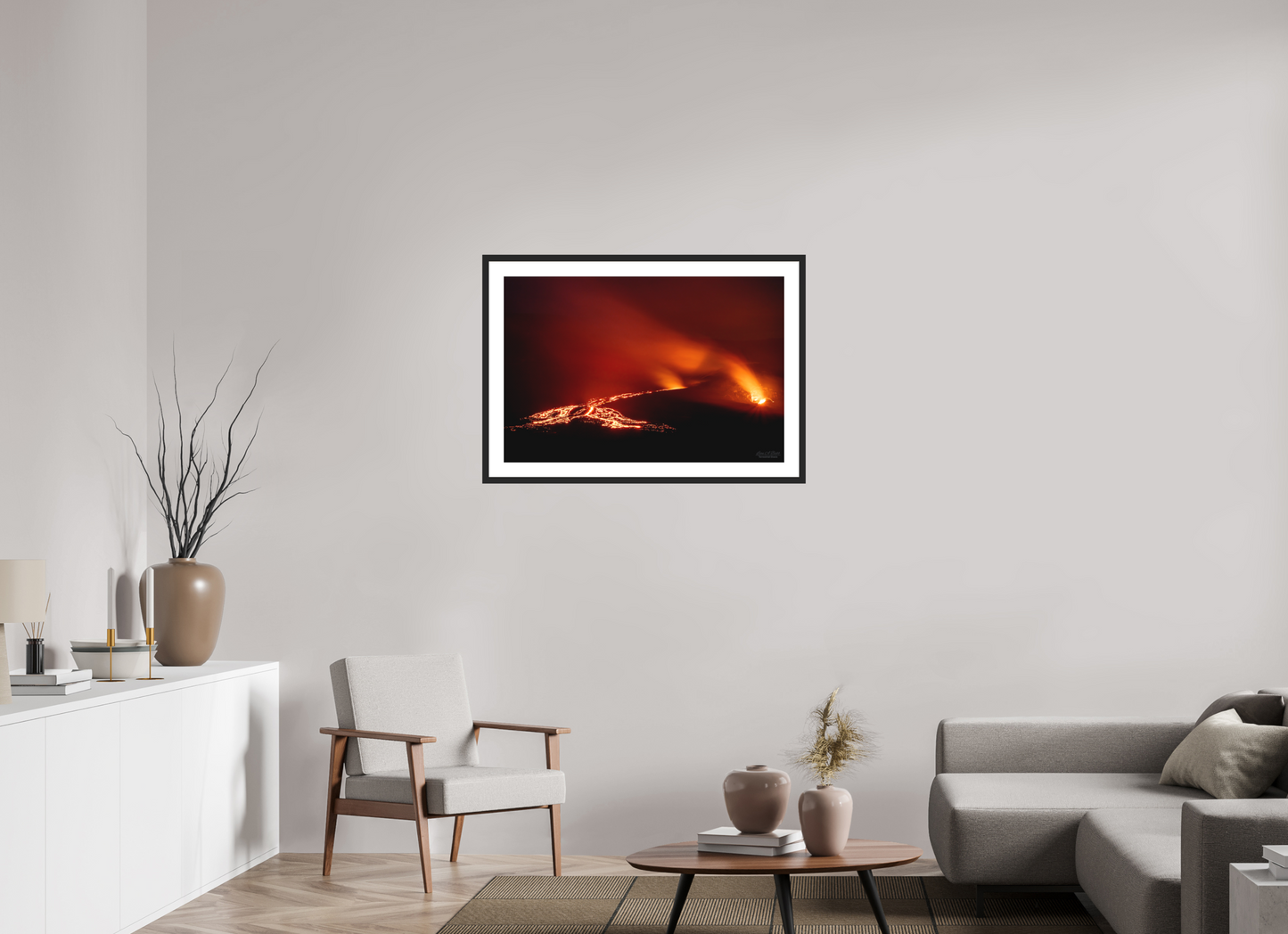 36 x 24″, Classic Black Matte Wood Frame Island of Fire