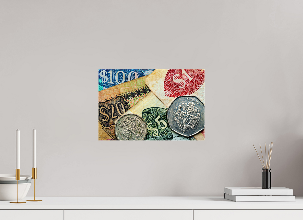 15 x 10″, Glossy Canvas Stretcher Frame with Mirrored Edges Currency and Culture