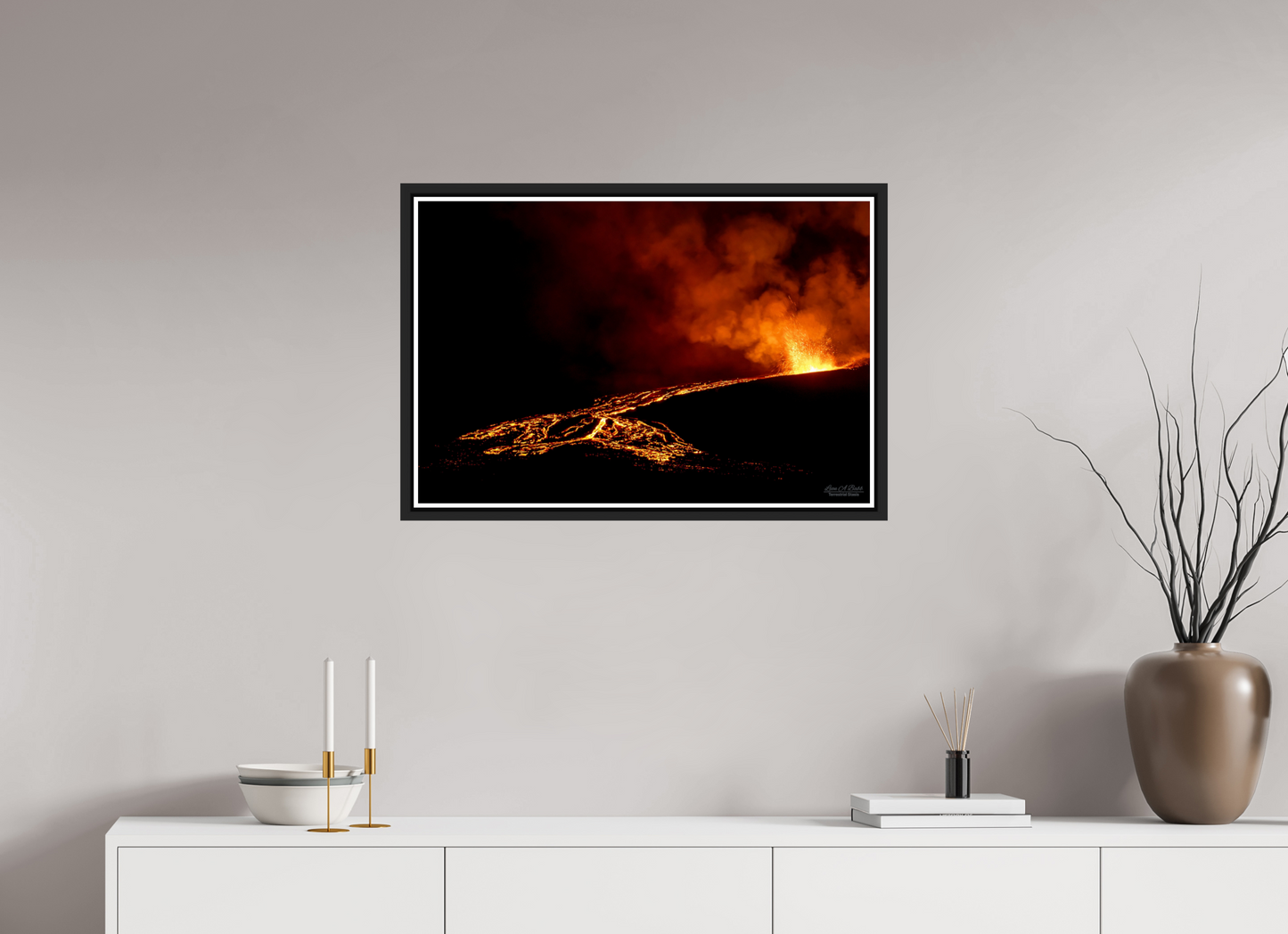 30 x 20″, Black Matte Floater Frame with Acrylic Glass Flux of Flame