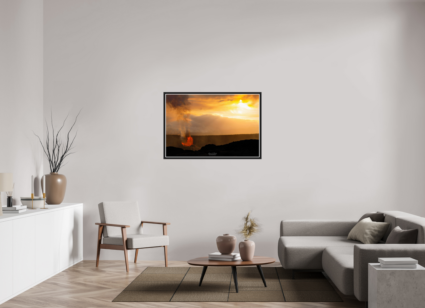 45 x 30″, Black Matte Floater Frame with Acrylic Glass (03B) Kilauea Sunset 2