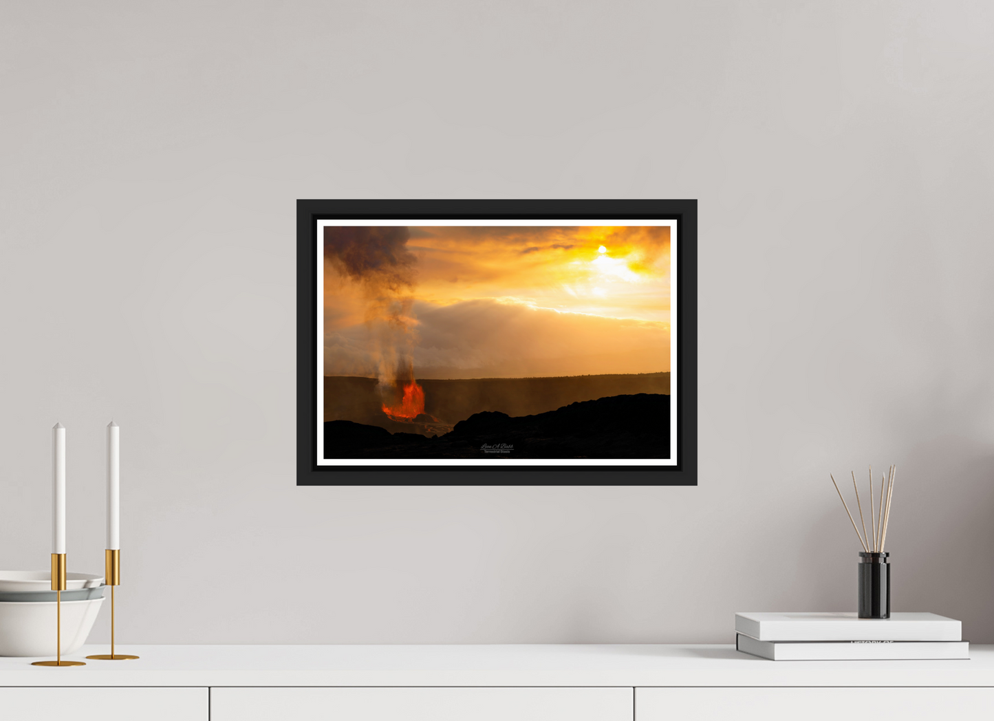 15 x 10″, Black Matte Floater Frame with Acrylic Glass (03B) Kilauea Sunset 2