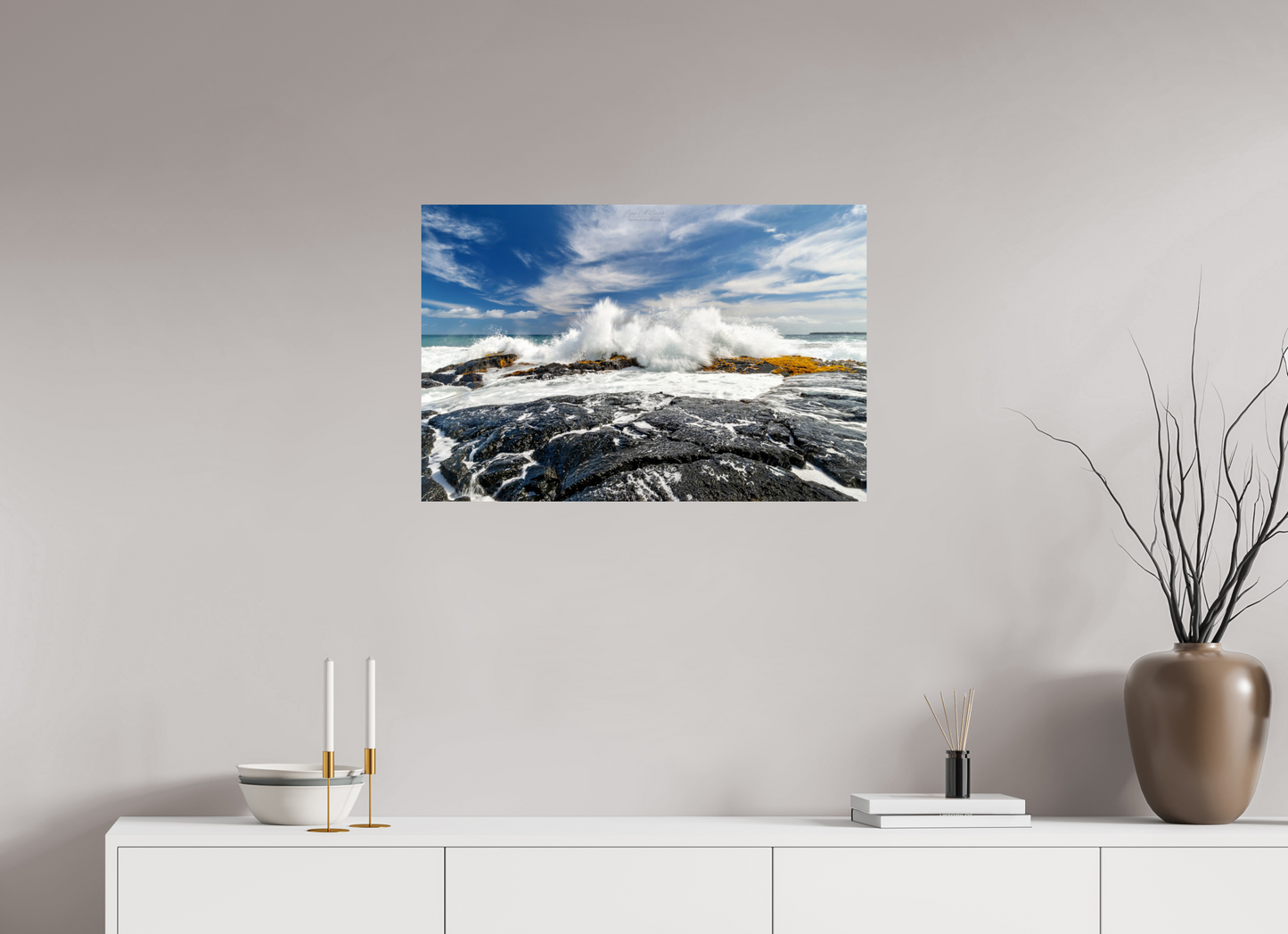 30 x 20″, Print with Aluminum Backing and Glossy Lamination (04D) Impact on the Rocks