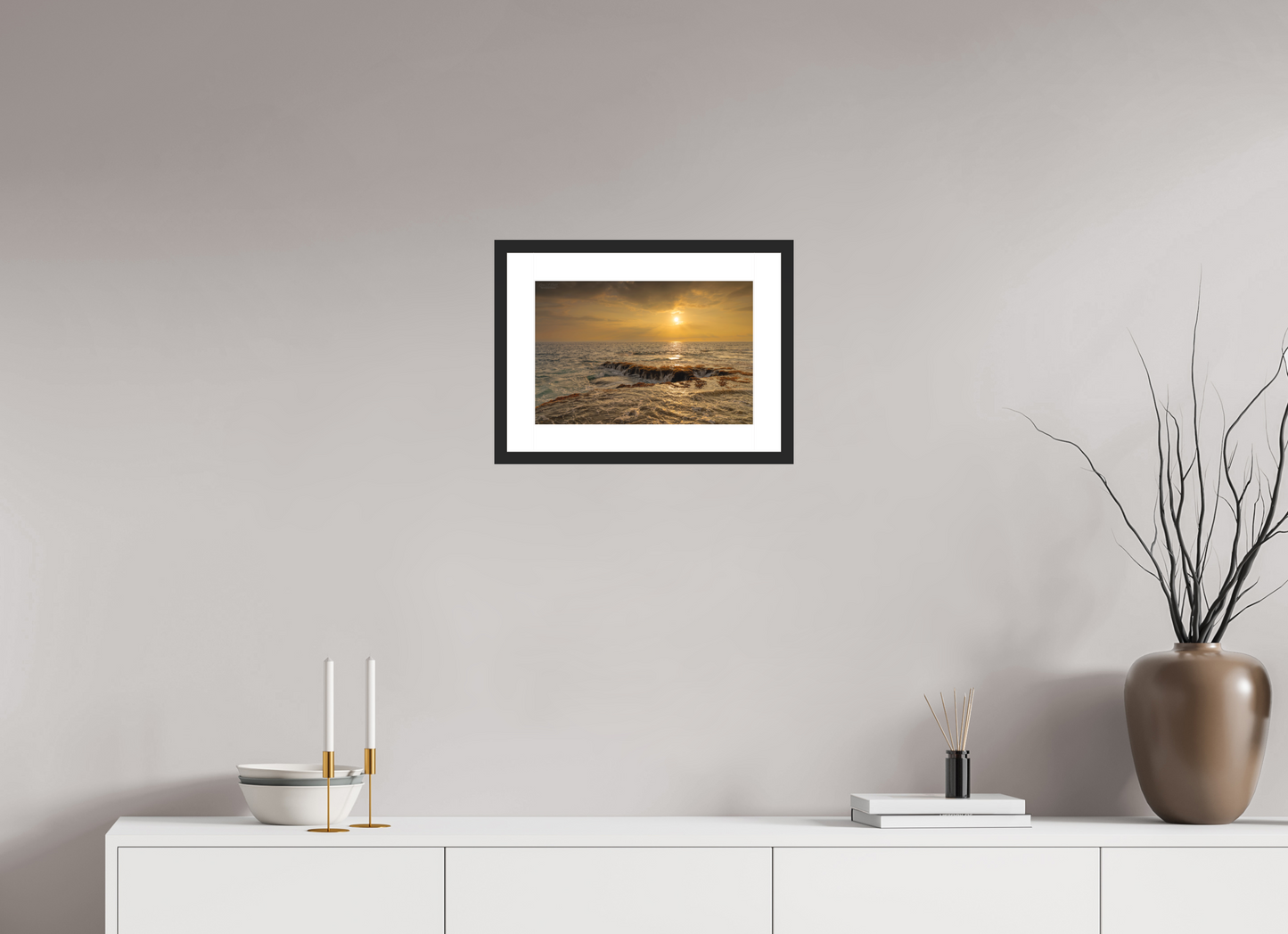 15 x 10″, Classic Black Matte Wood Frame Sunset Cascade