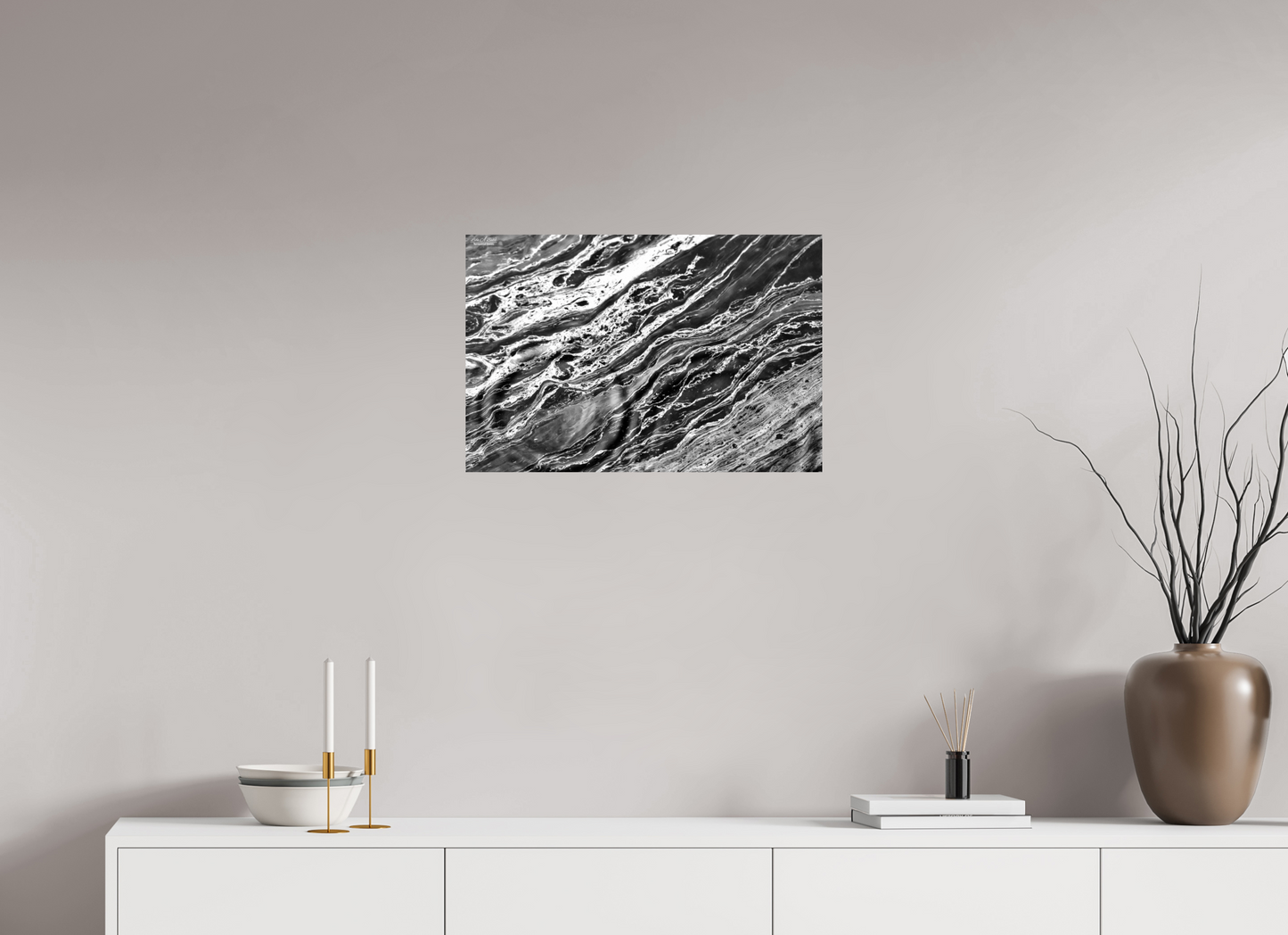 24 x 16″, Print with Aluminum Backing and Glossy Lamination Aqua Sculpture