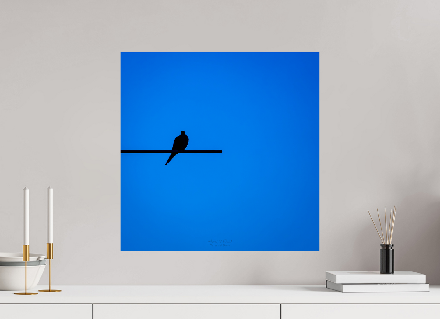 (08D) Bird Silhouette in Blue