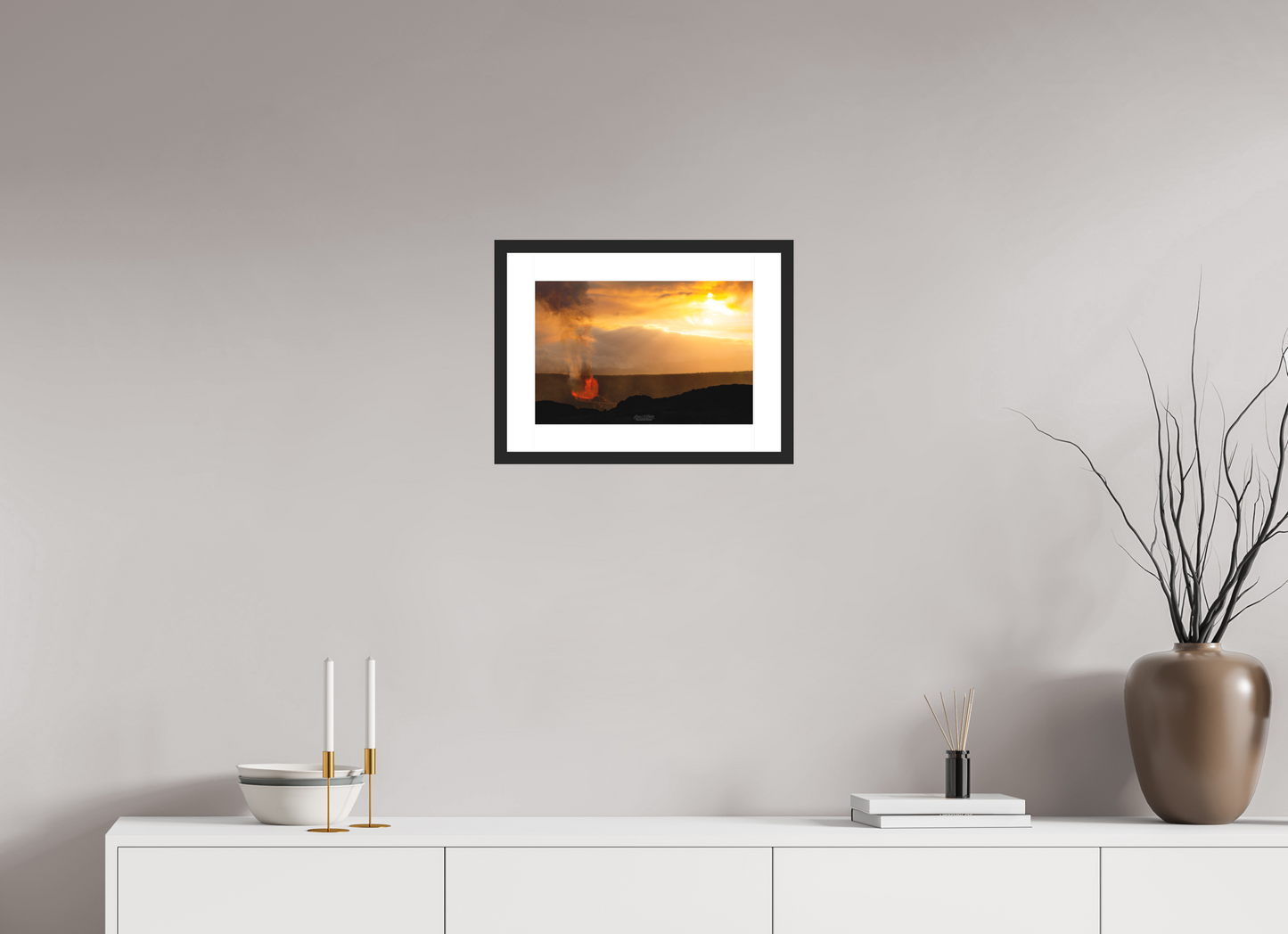 15 x 10″, Standard Black Matte Wood Frame (03B) Glow of Creation at Kilauea