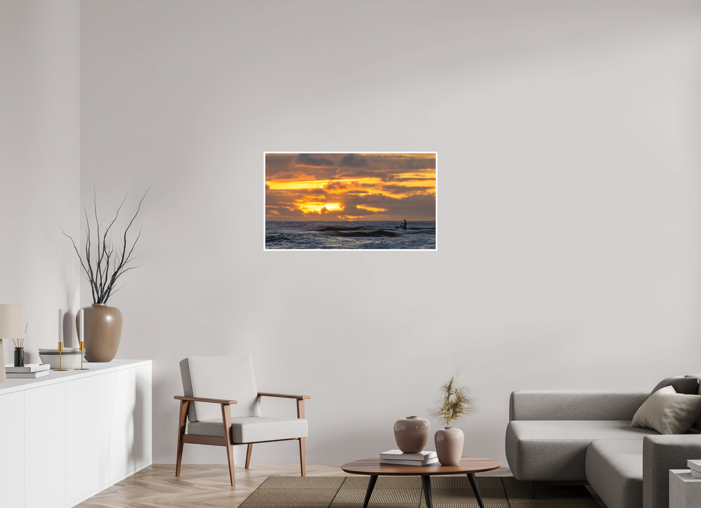 40 x 22.5″, Photo Print with Matte Lamination (05D) Surfer at Sunrise 1