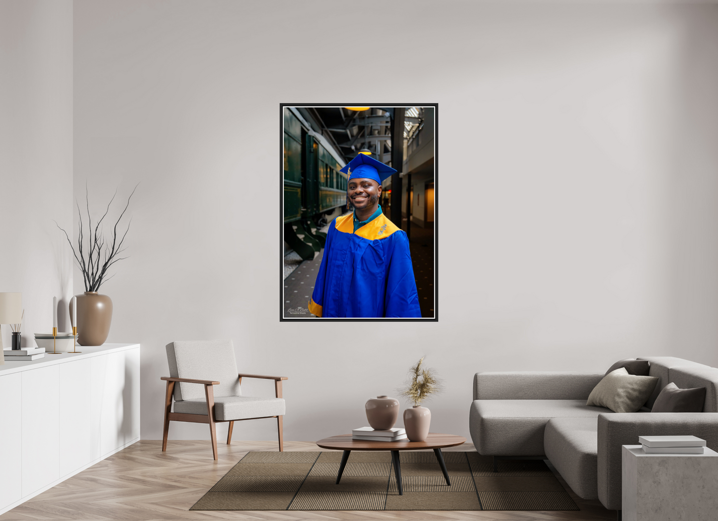 43 x 60.2″, Black Matte Floater Frame with Acrylic Glass (15B) Joseph’s High School Graduation