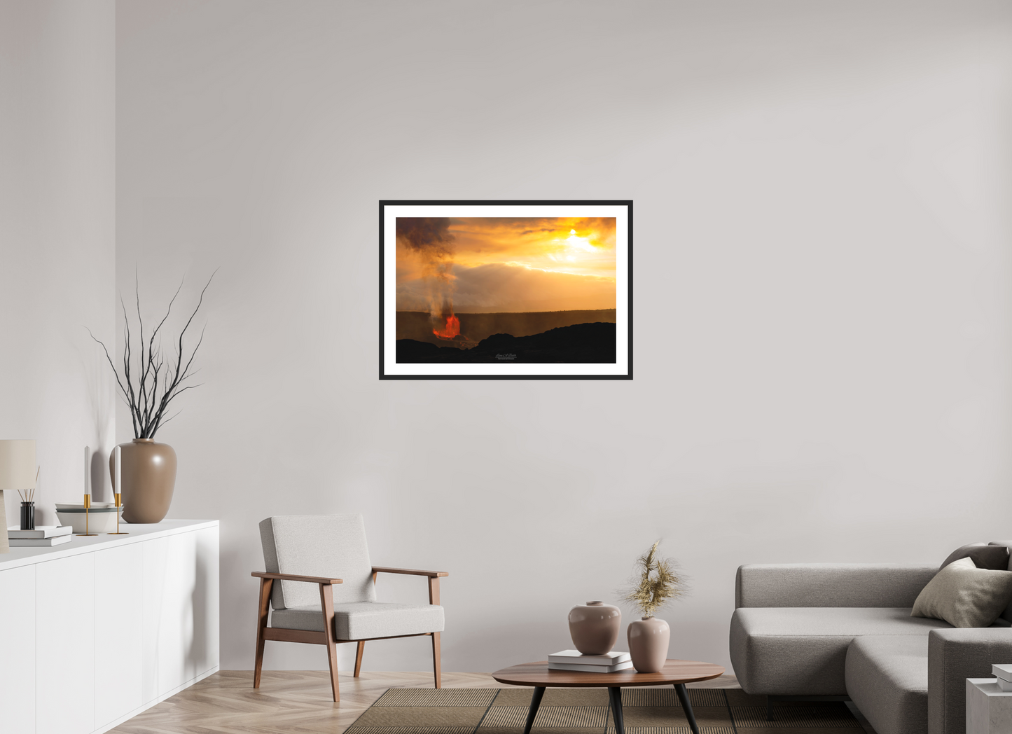 36 x 24″, Standard Black Matte Wood Frame (03B) Glow of Creation at Kilauea
