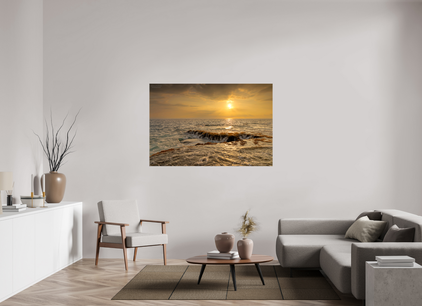 60 x 40″, Glossy Canvas Stretcher Frame with Mirrored Edges Sunset Cascade