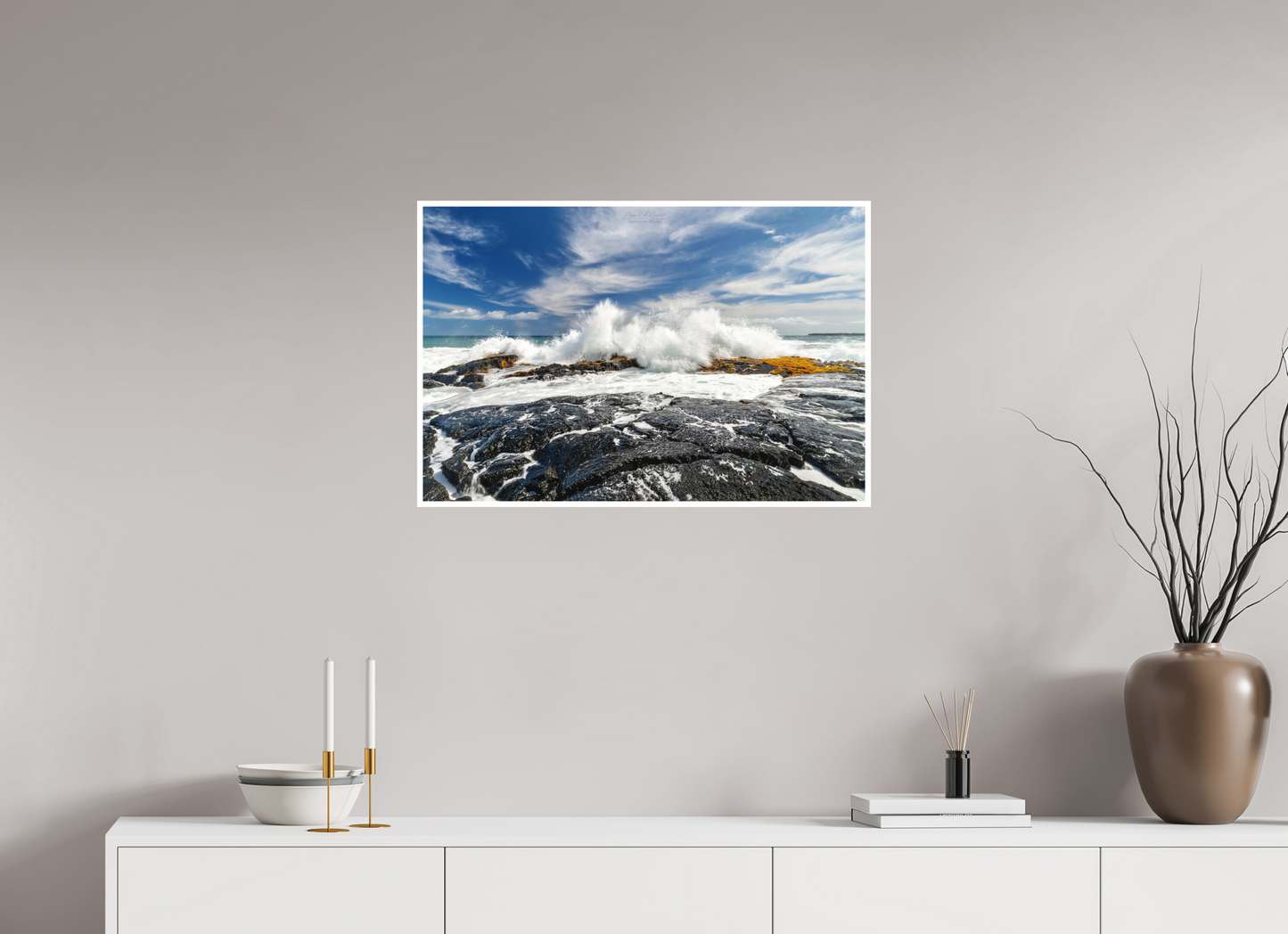 30 x 20″, Print with Matte Lamination (04D) Impact on the Rocks