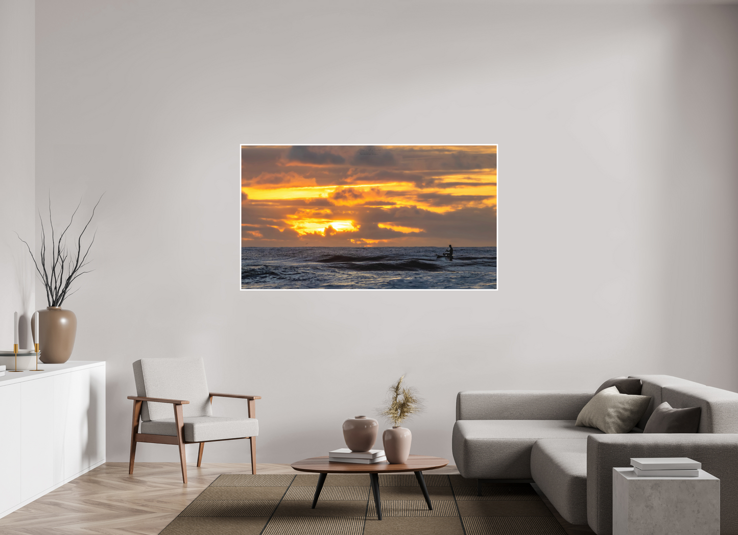 70 x 39.4″, Photo Print with Matte Lamination (05D) Surfer at Sunrise 1