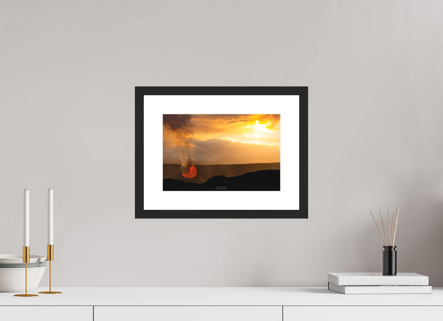 12 x 8″, Standard Black Matte Wood Frame (03B) Glow of Creation at Kilauea