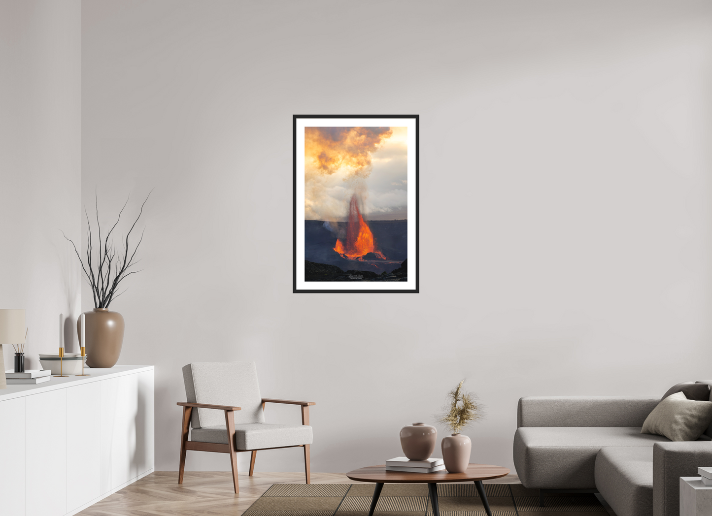 24 x 36″, Standard Black Matte Wood Frame (03A) Breath of the Volcano