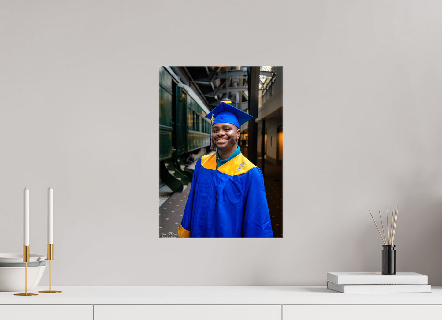 12 x 16.8″, Glossy Canvas Stretcher Frame with Mirrored Edges (15B) Joseph’s High School Graduation