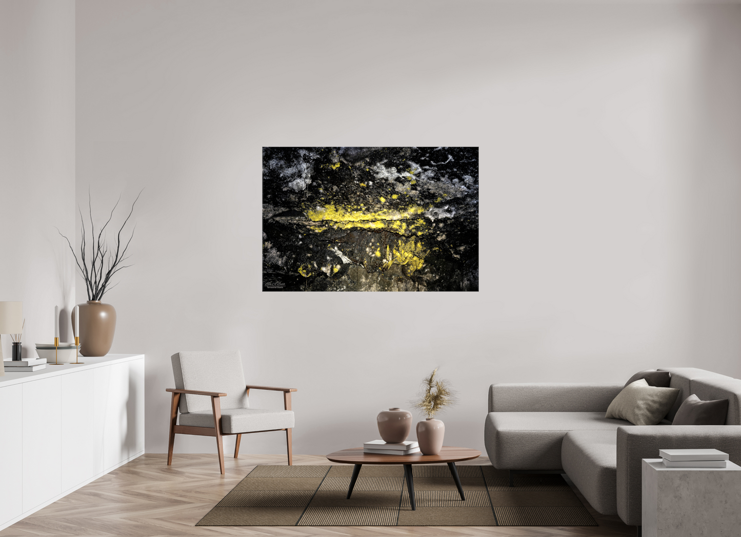 60 x 40″, Glossy Canvas Stretcher Frame with Mirrored Edges Luminous veins of the Kaūmana caves 1