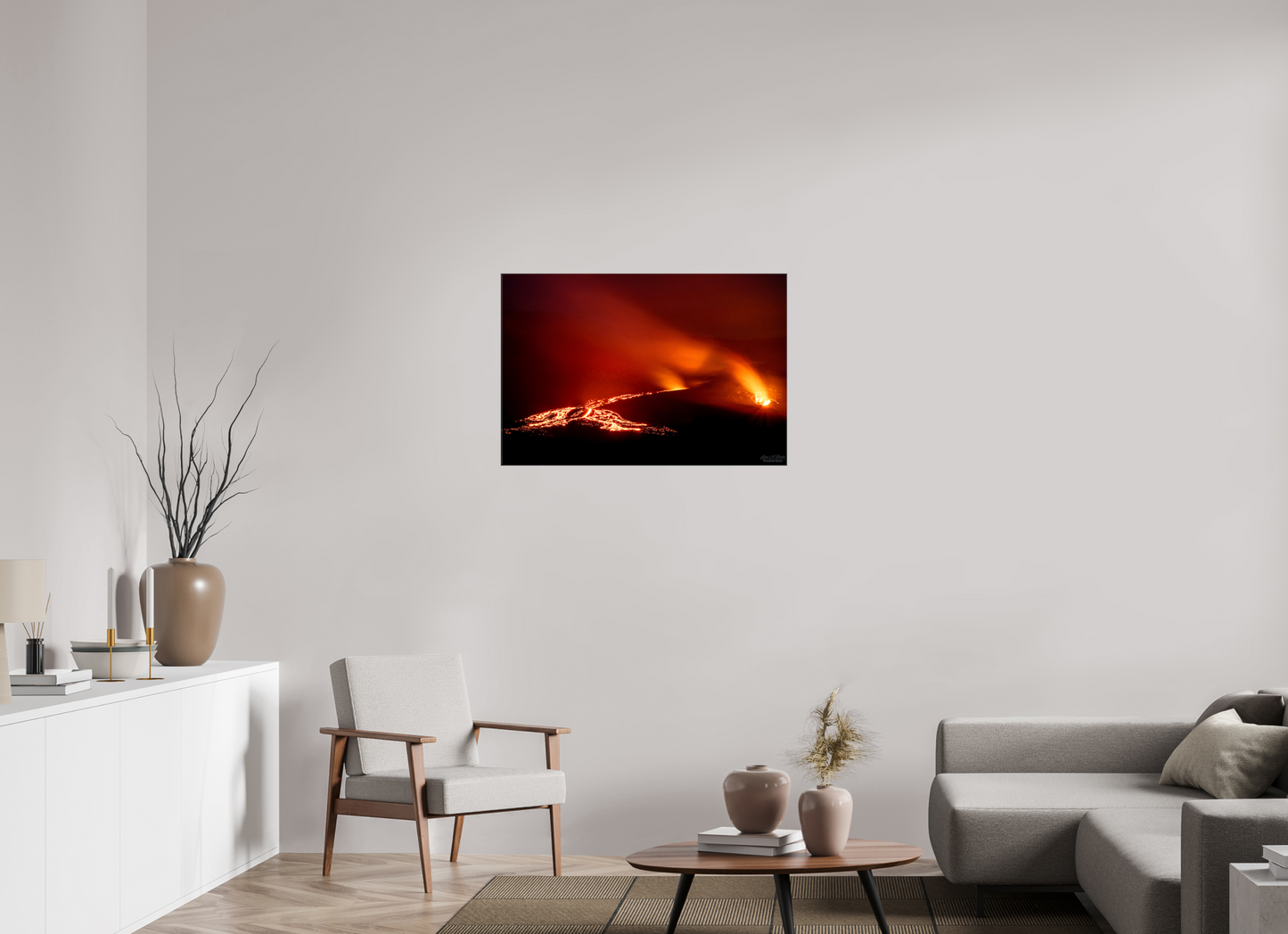 36 x 24″, Glossy Canvas Stretcher Frame with Mirrored Edges Island of Fire