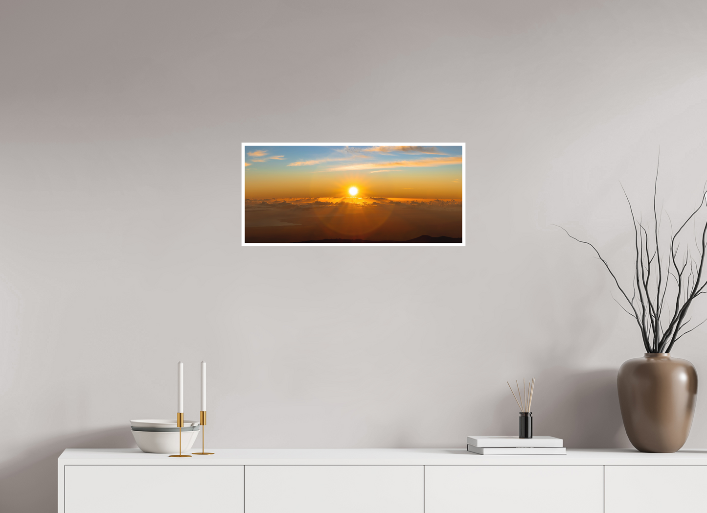 26.9 x 12″, Print with Matte Lamination (02F) First Light Over Hilo