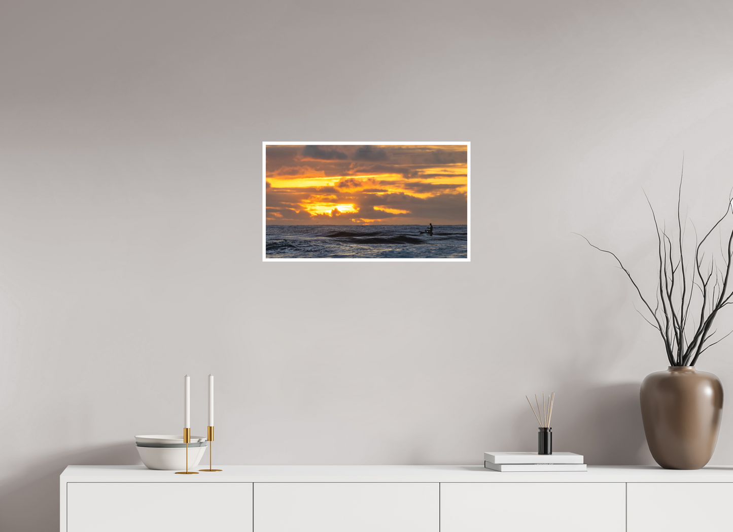 24 x 13.5″, Photo Print with Matte Lamination (05D) Surfer at Sunrise 1