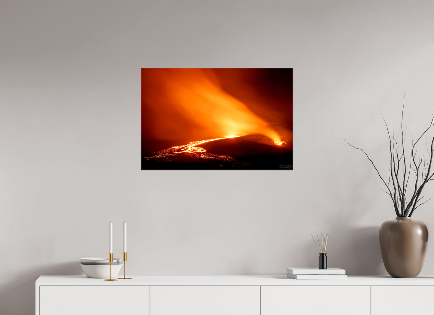 30 x 20″, Glossy Canvas Stretcher Frame with Mirrored Edges Kīlauea Nights