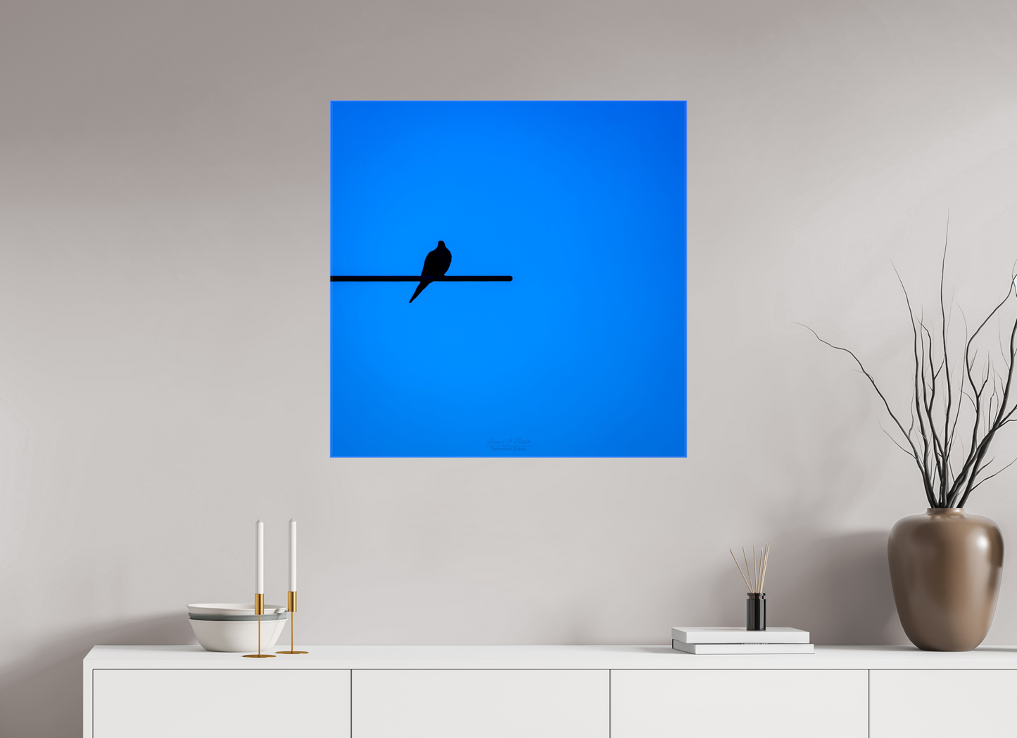 (08D) Bird Silhouette in Blue