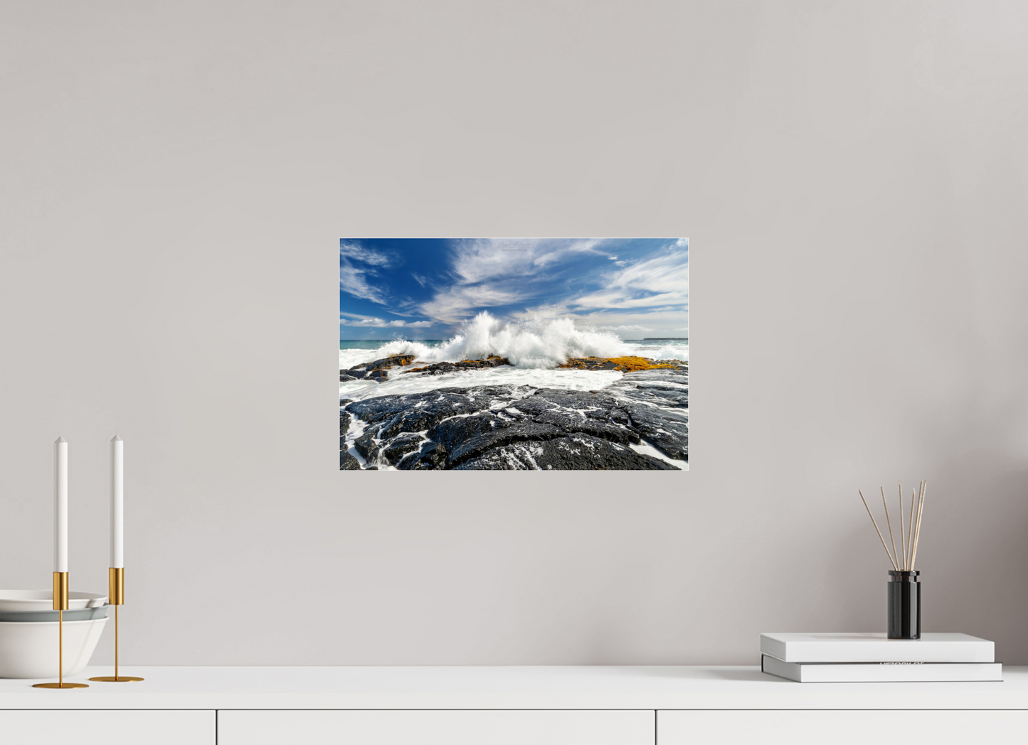 15 x 10″, Photo Print Under Acrylic Glass (04D) Impact on the Rocks