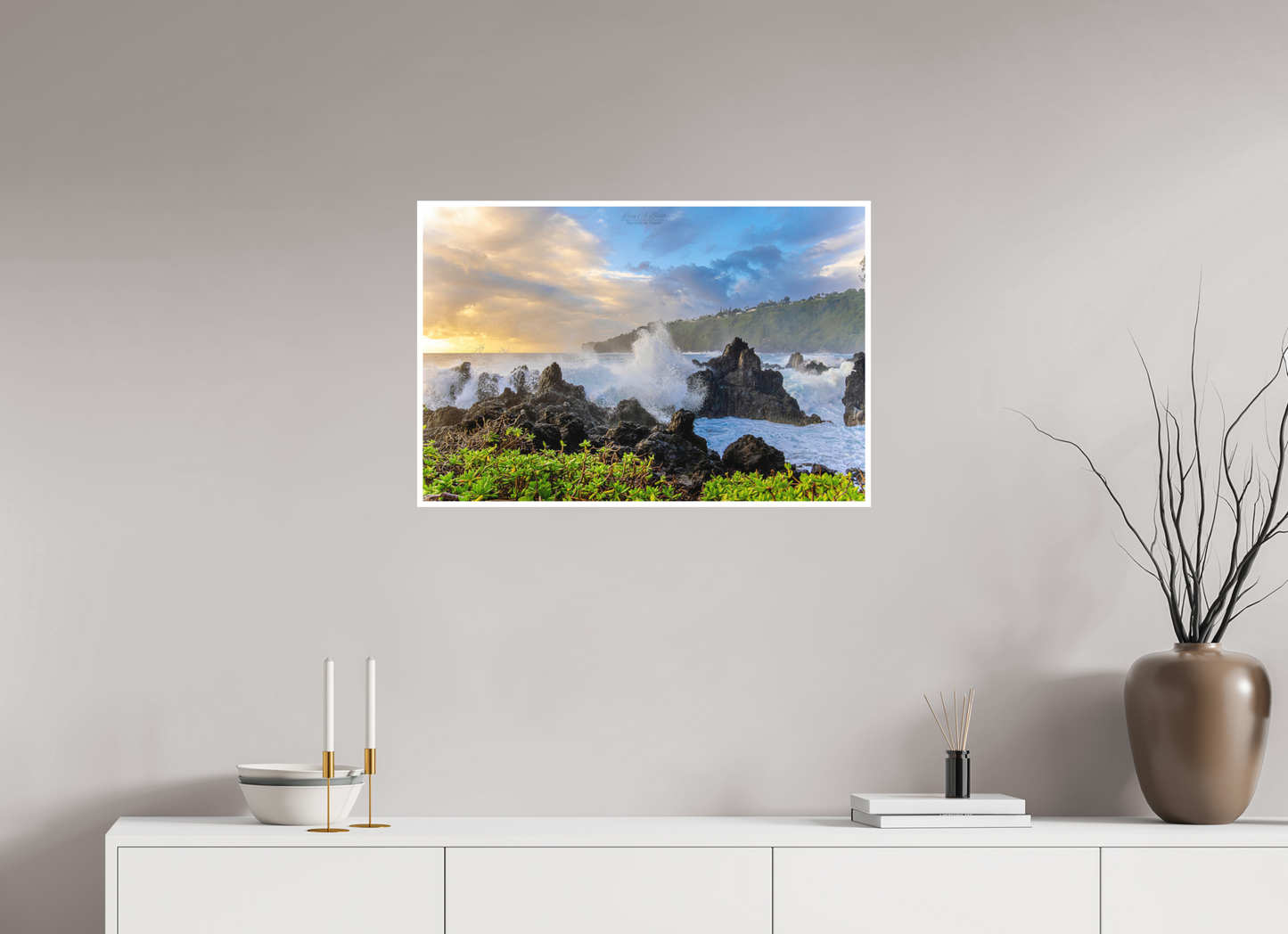 30 x 20″, Photo Print with Matte Lamination (04A) Big Waves at the Coast
