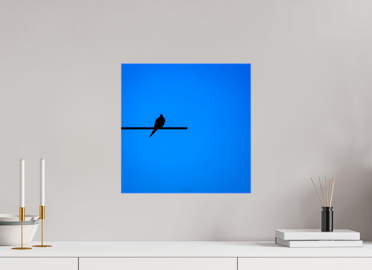 (08D) Bird Silhouette in Blue