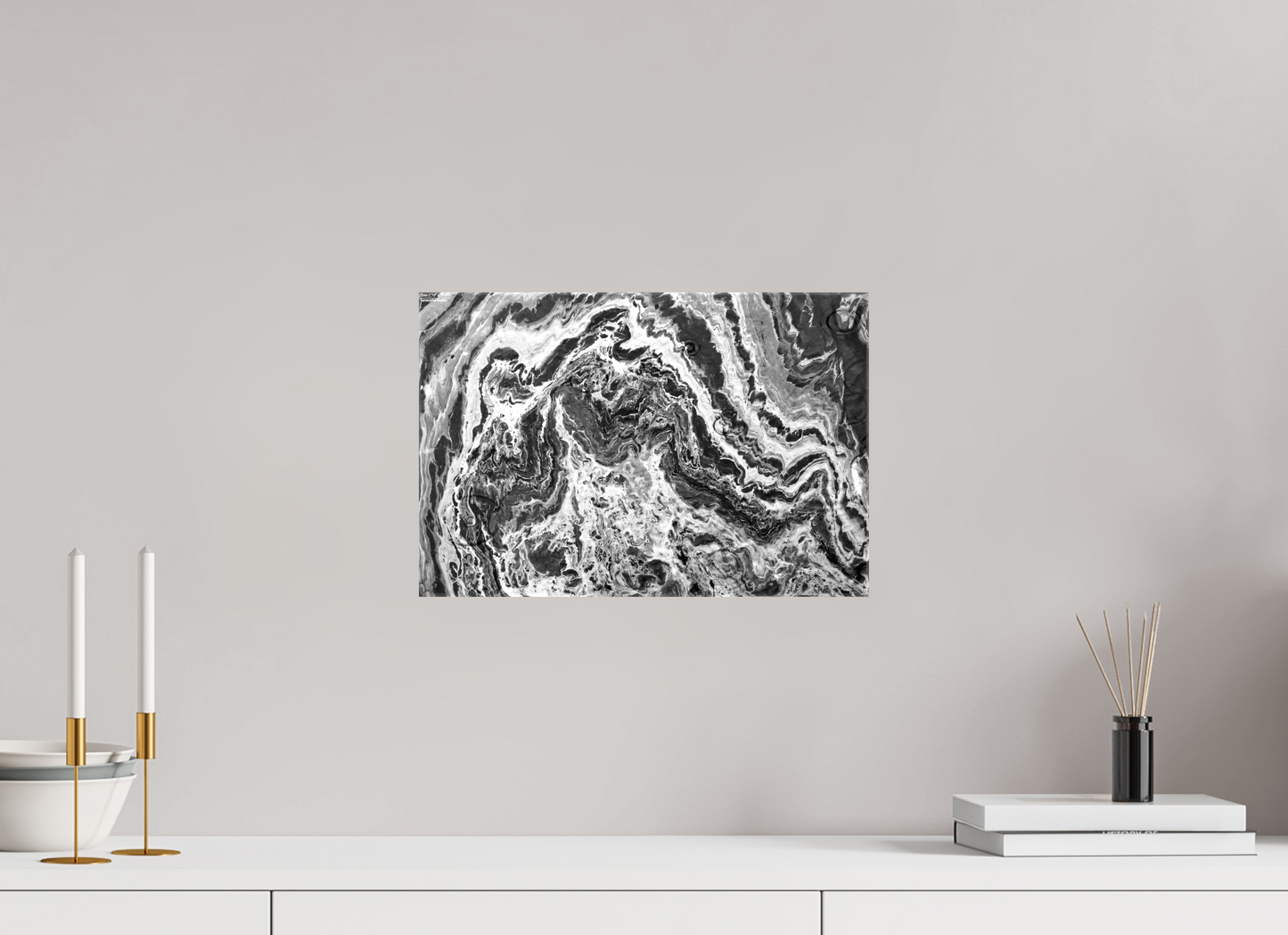 15 x 10″, Glossy Canvas Stretcher Frame with Mirrored Edges Liquid Marble