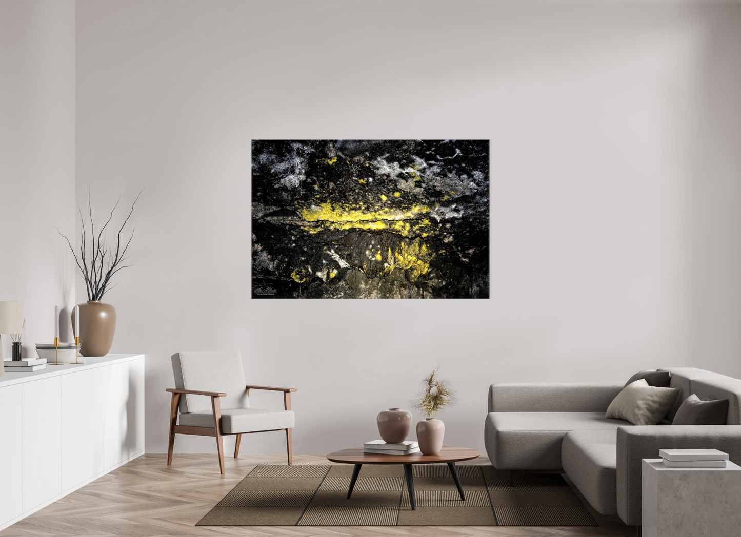 66 x 44″, Glossy Canvas Stretcher Frame with Mirrored Edges Luminous veins of the Kaūmana caves 1