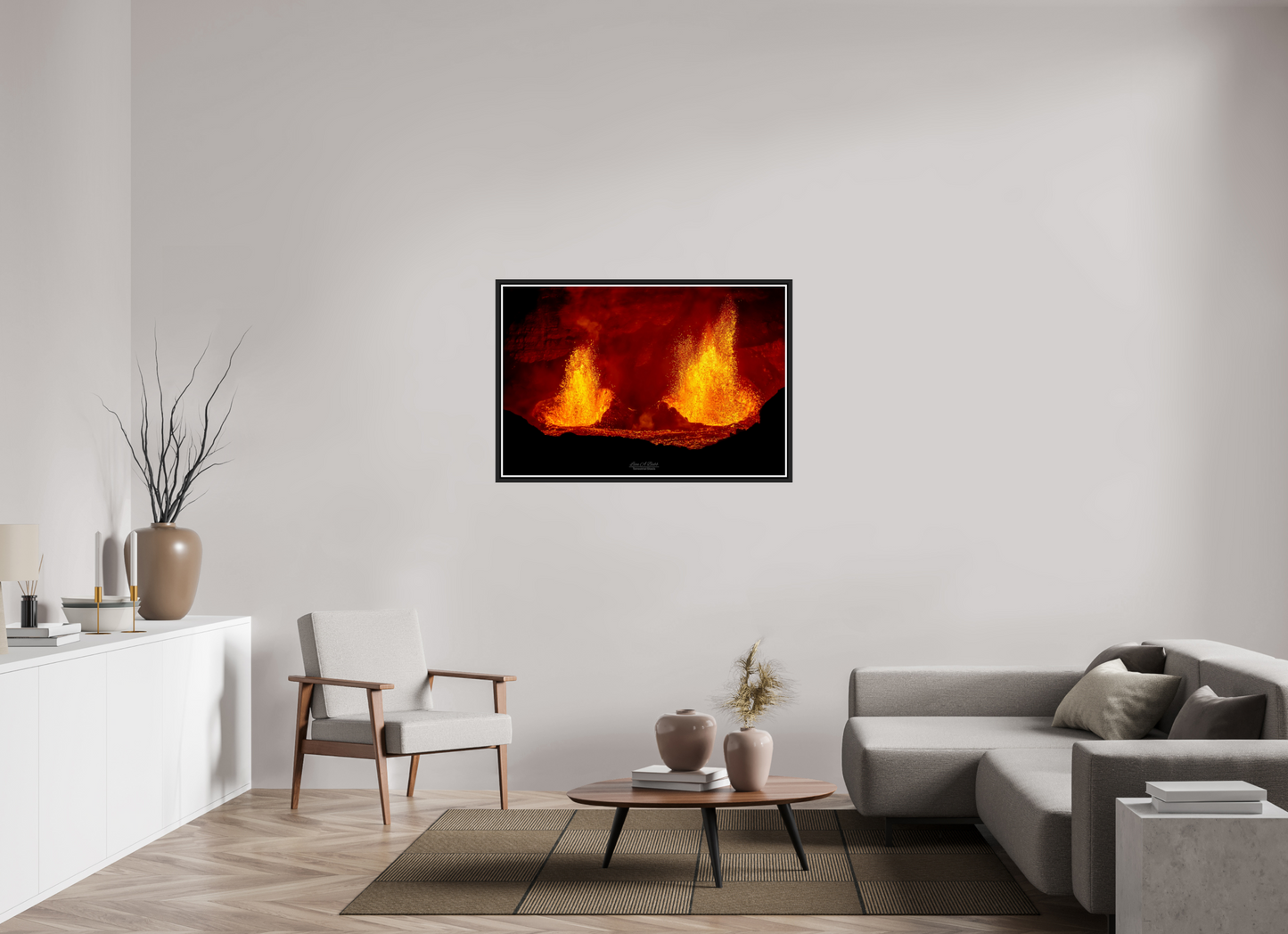 45 x 30″, Black Matte Floater Frame with Acrylic Glass (03C) Twin Flames at Kilauea