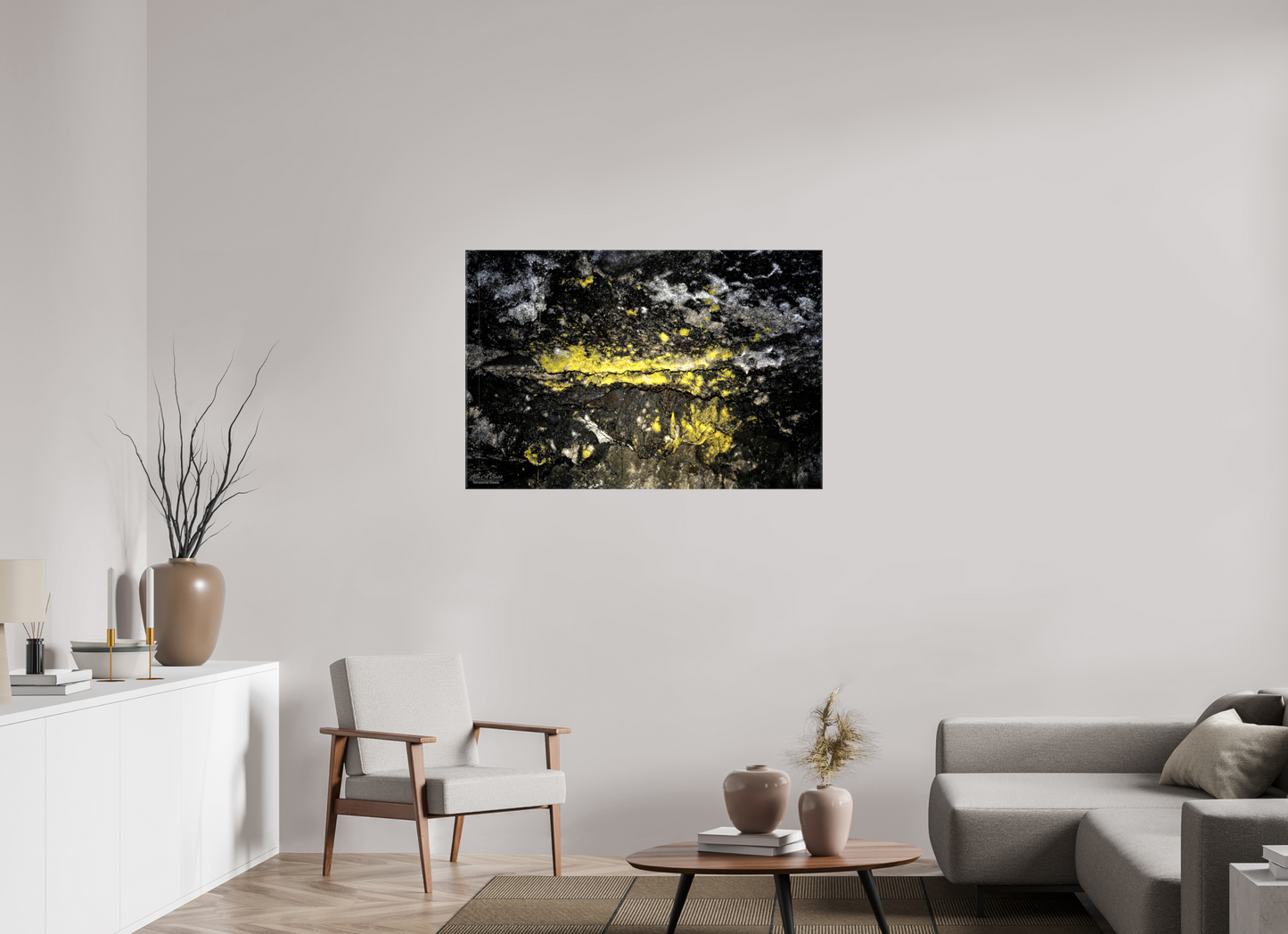 45 x 30″, Glossy Canvas Stretcher Frame with Mirrored Edges Luminous veins of the Kaūmana caves 1