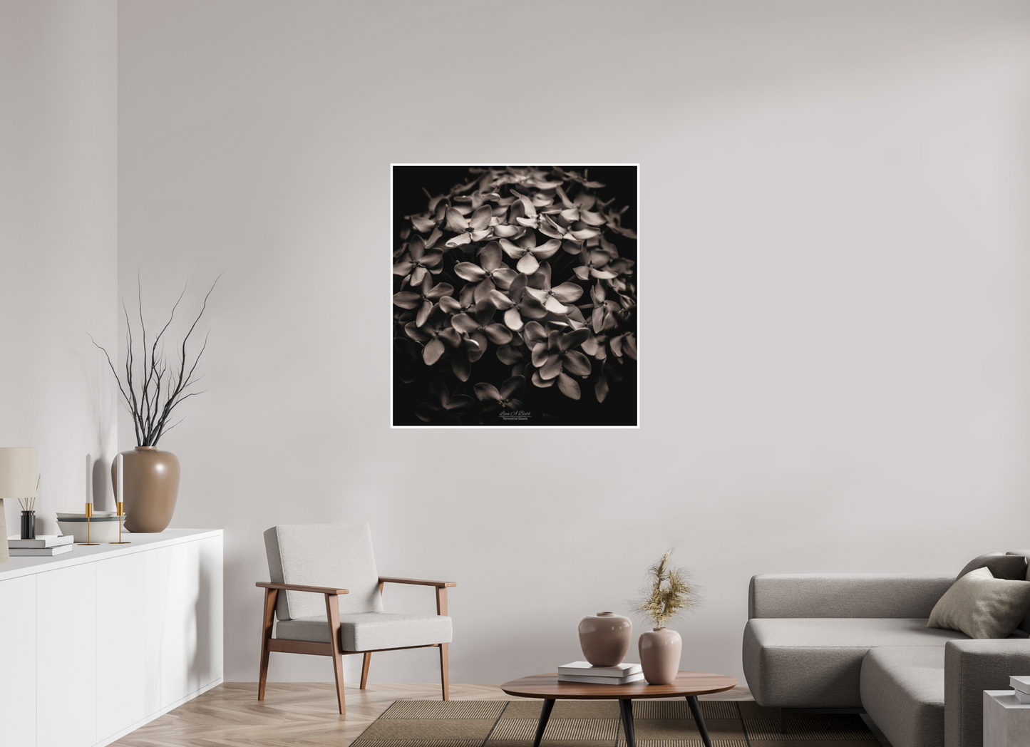 39 x 41.5″, Photo Print with Matte Lamination (07D) Monochrome Garden