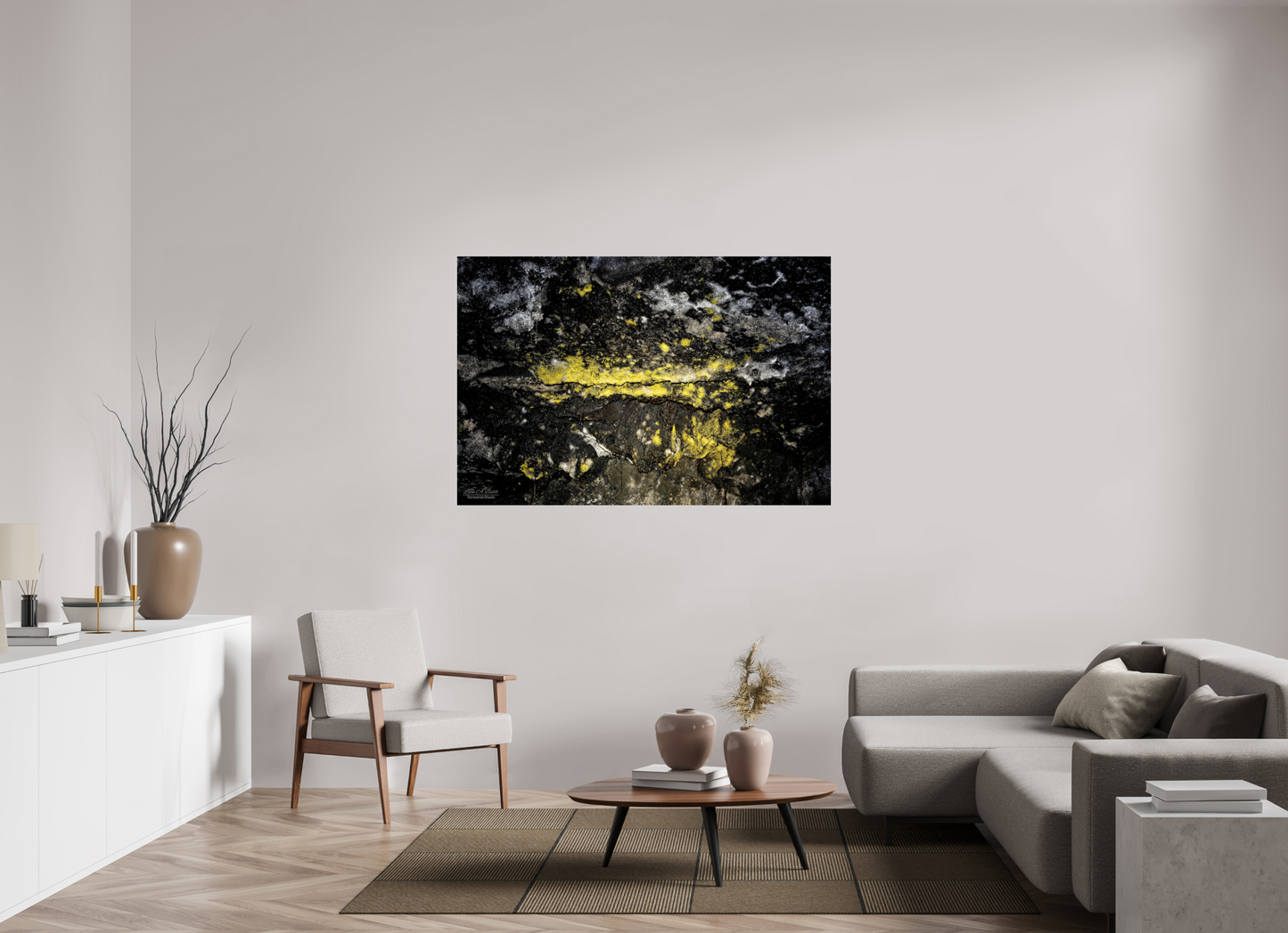 60 x 40″, Print with Aluminum Backing and Glossy Lamination Luminous veins of the Kaūmana caves 1