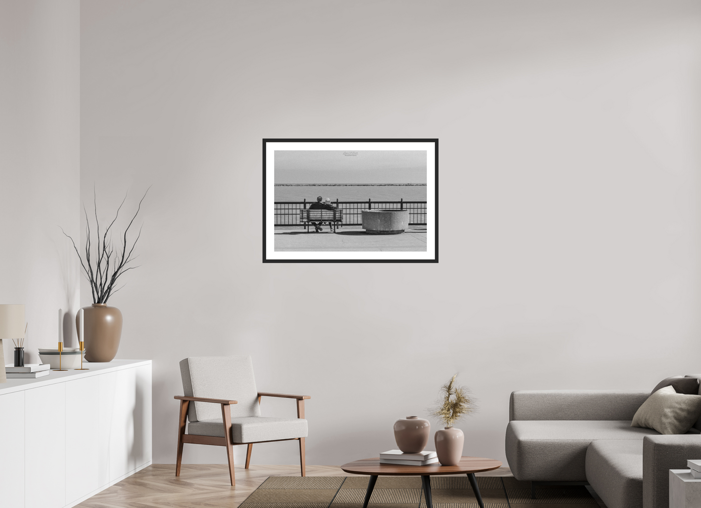 36 x 24″, Classic Black Matte Wood Frame (15A) Lovers in Chicago