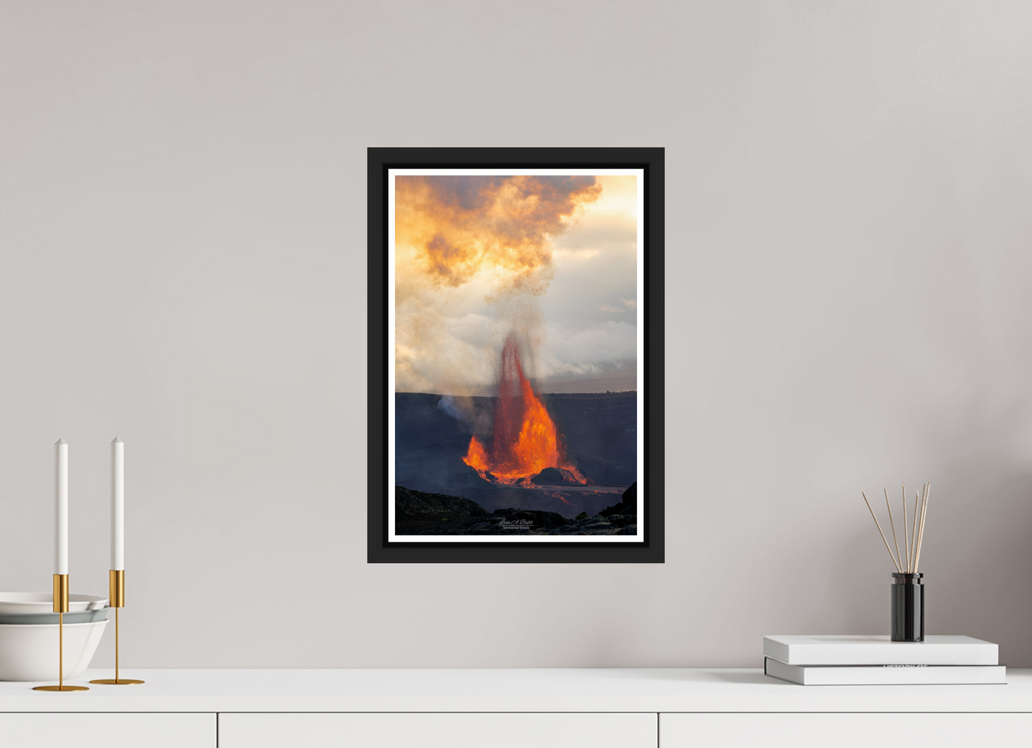 10 x 15″, Black Matte Floater Frame with Acrylic Glass (03A) Kilauea Sunset 1
