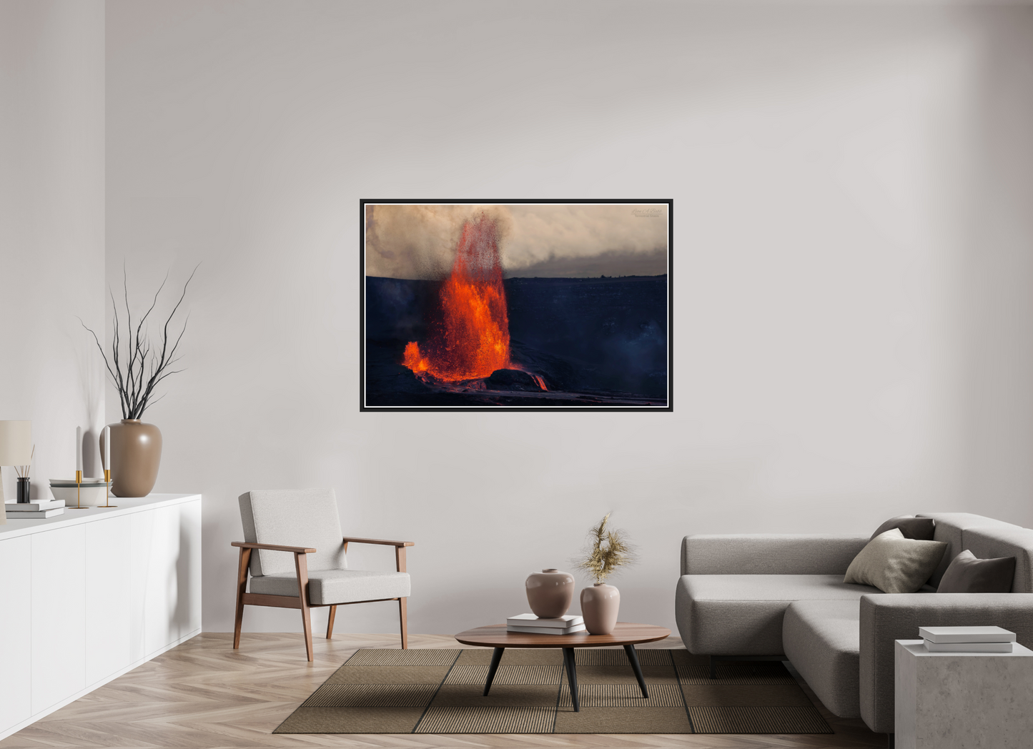 60 x 40″, Black Matte Floater Frame with Acrylic Glass (03D) Kilauea Eruption