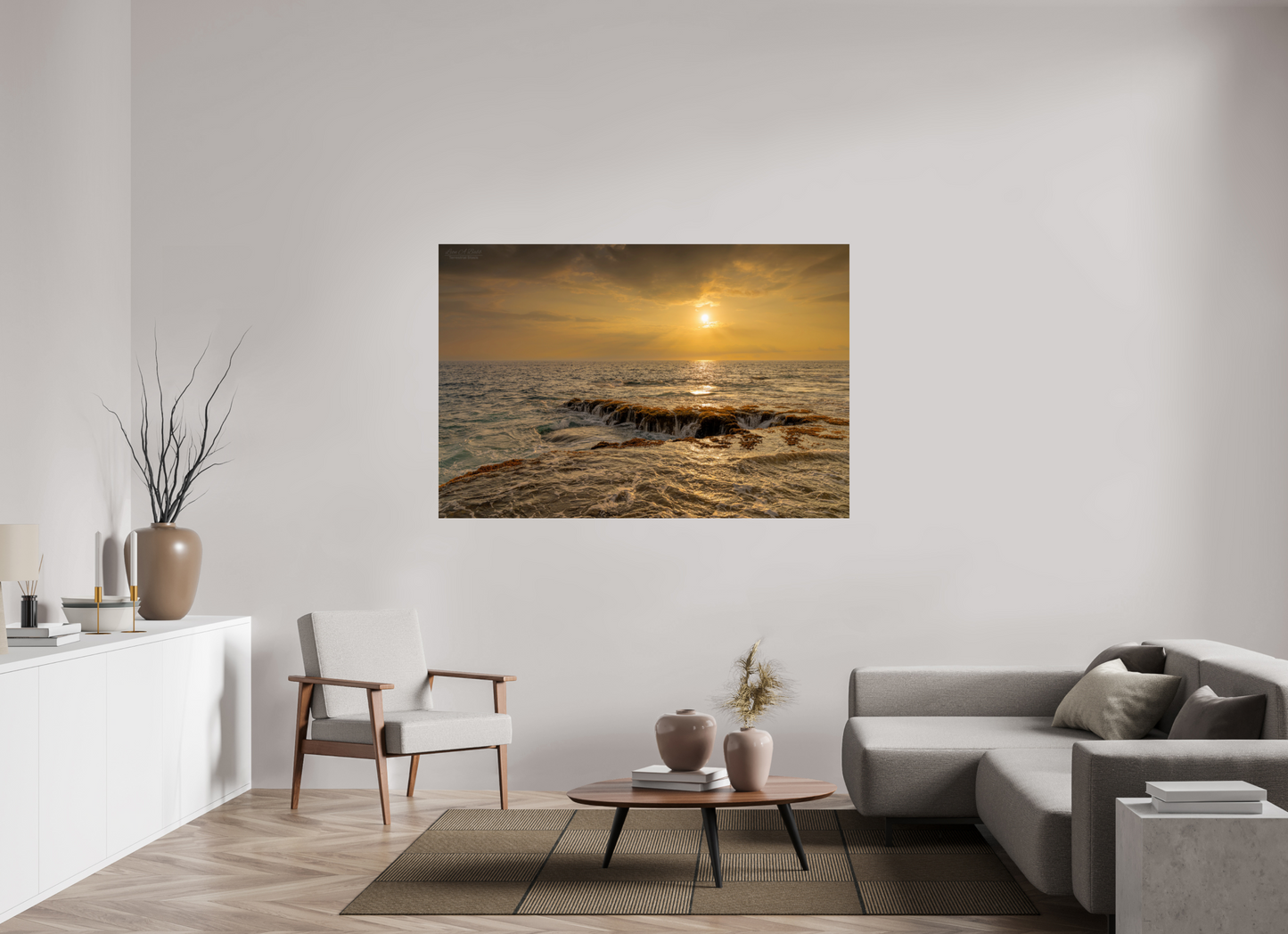 66 x 44″, Print with Aluminum Backing and Glossy Lamination Sunset Cascade