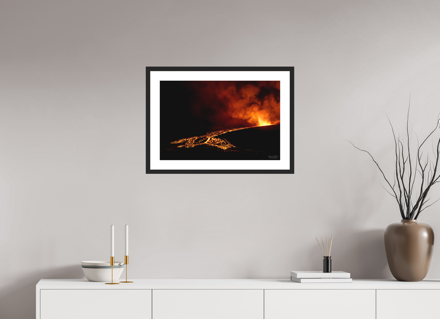 24 x 16″, Classic Black Matte Wood Frame Flux of Flame