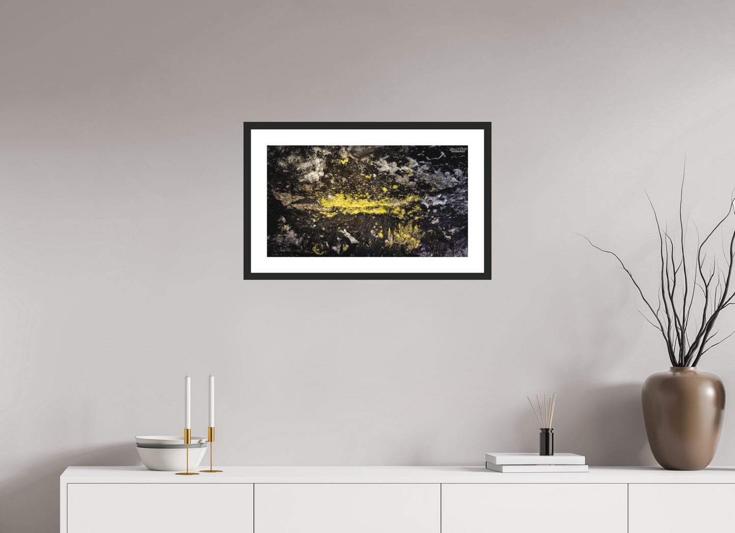 24 x 13.5″, Classic Black Matte Wood Frame (10B) Luminous veins of the Kaūmana caves 2