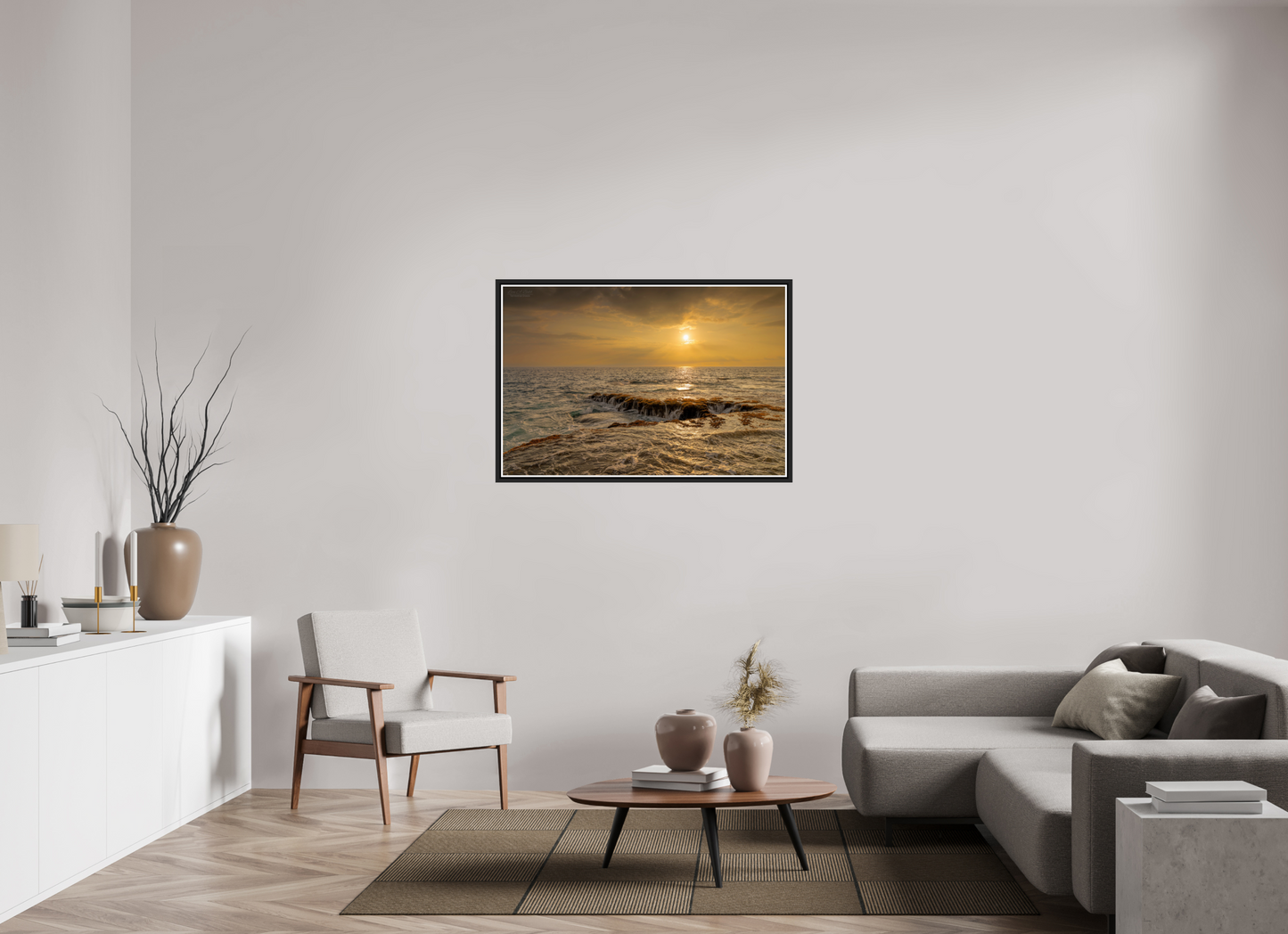 45 x 30″, Black Matte Floater Frame with Acrylic Glass Sunset Cascade