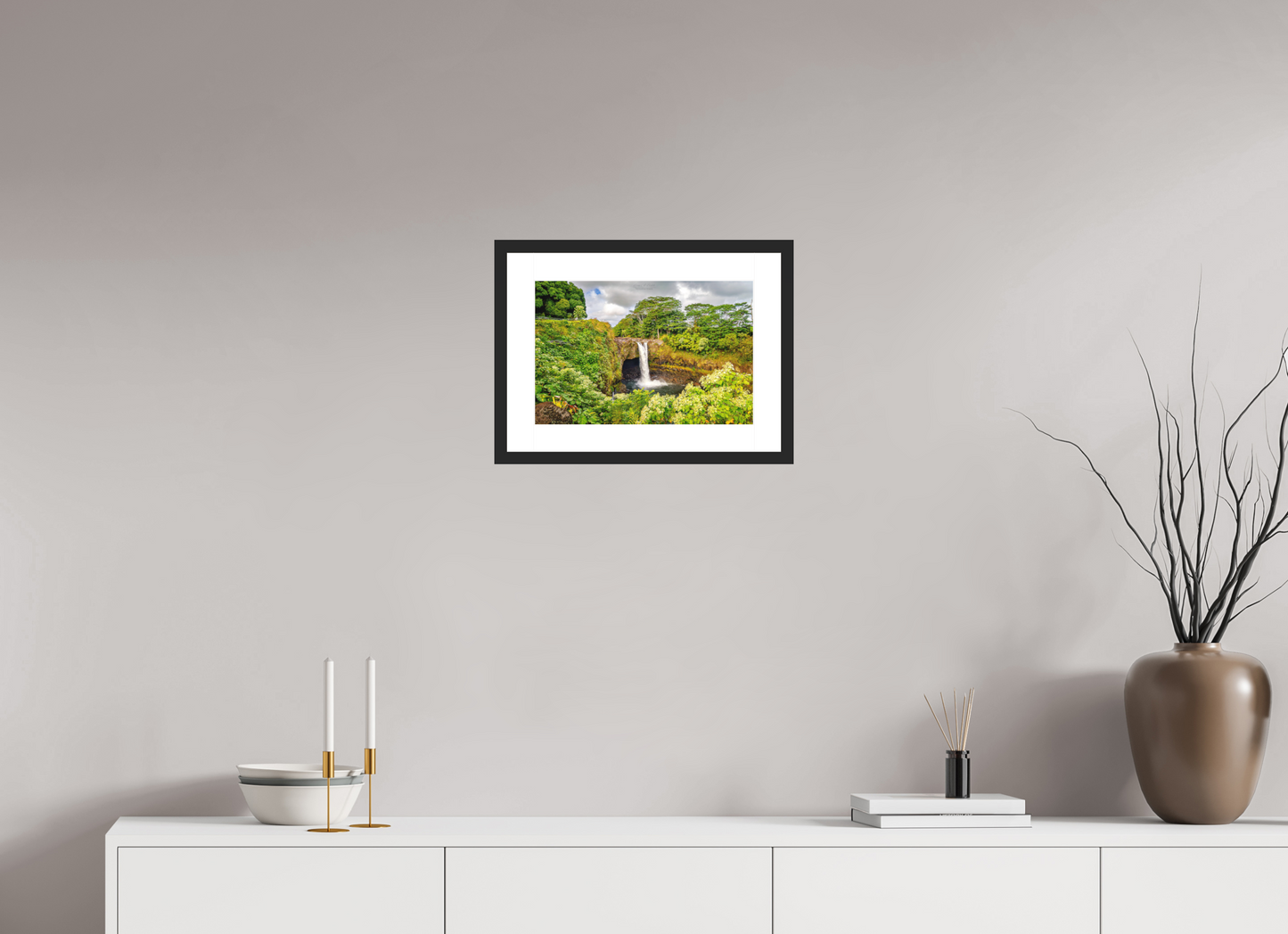 15 x 10″, Standard Black Matte Wood Frame (04C) Waiānuenue (Rainbow Falls)