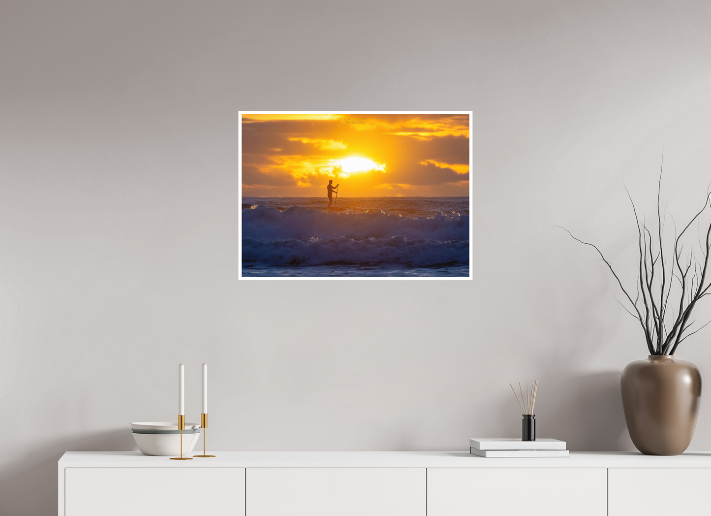 28 x 20″, Photo Print with Matte Lamination (05E) Surfer at Sunrise 2