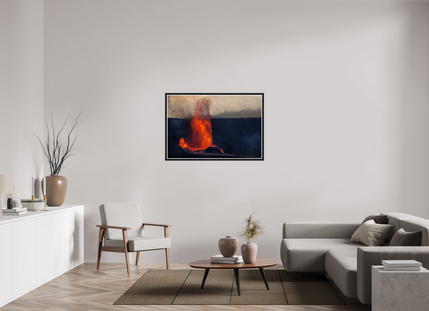 45 x 30″, Black Matte Floater Frame with Acrylic Glass (03D) Kilauea Eruption
